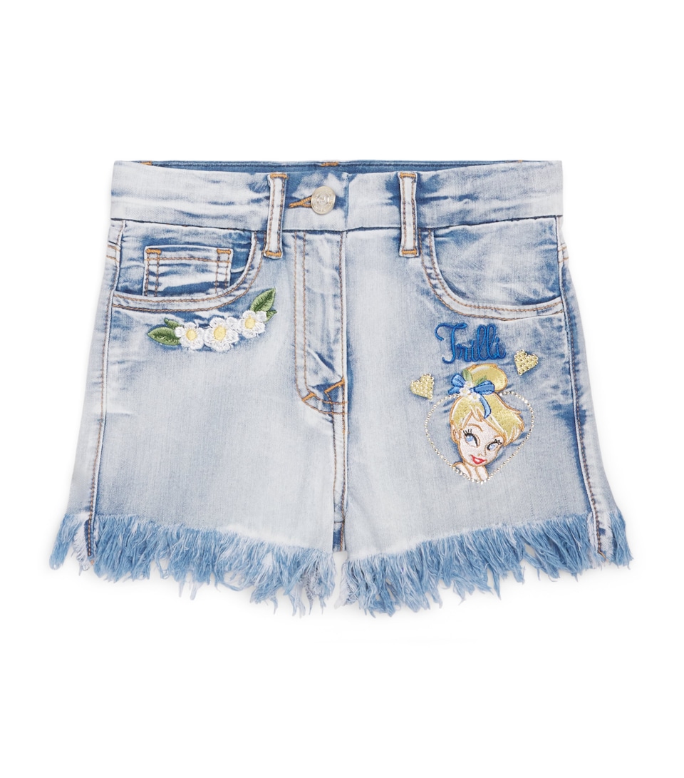 Monnalisa x Disney Tinker Bell Denim Shorts (2-12 Years) Stone Bleach