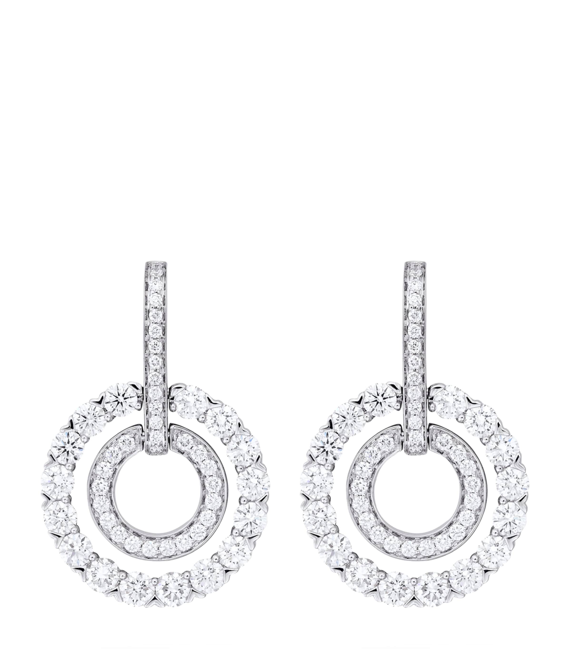 White Gold and Diamond Roulette Double-Hoop Earrings