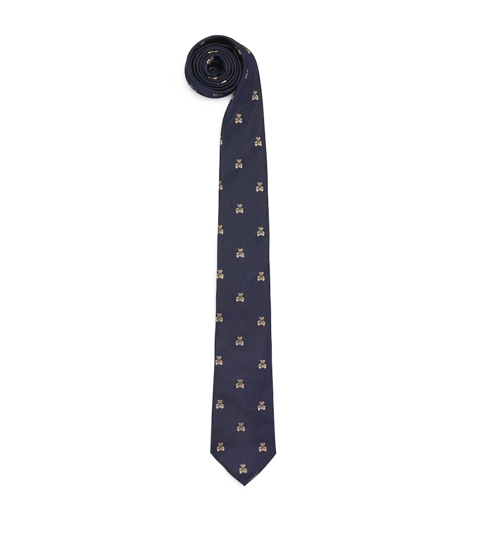 Harrods Silk Henry Bear Tie Navy