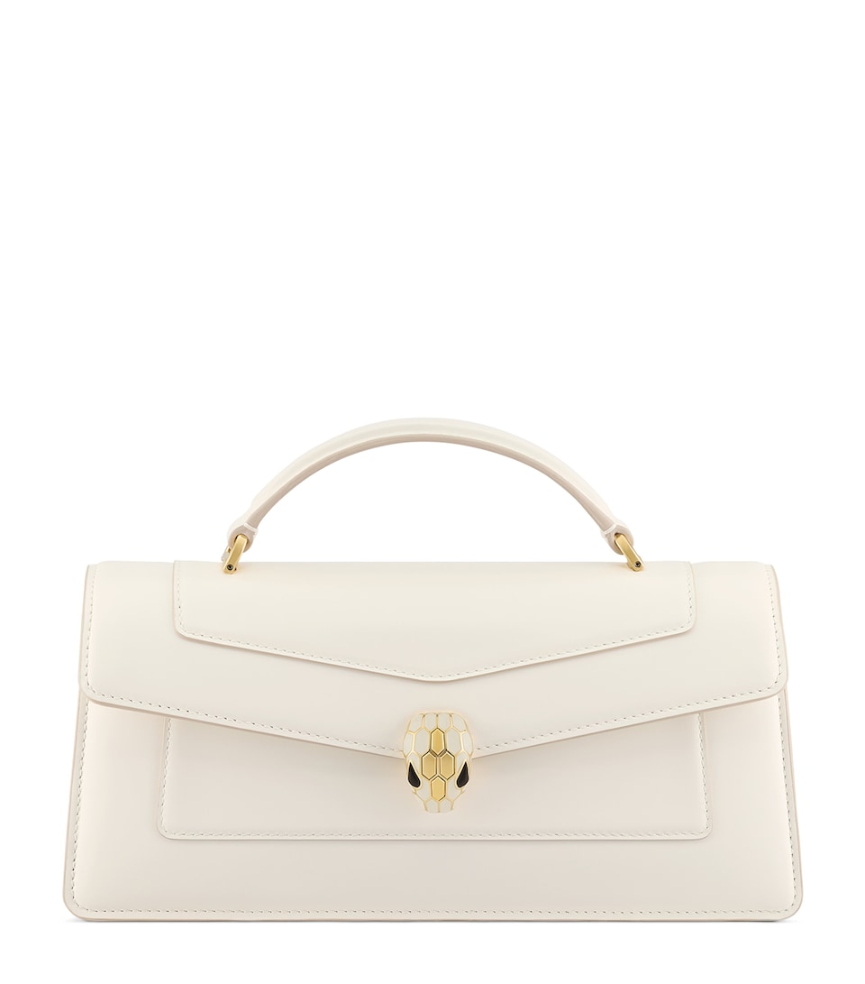 Bvlgari Leather Serpenti Forever Elongated Top-Handle Bag White