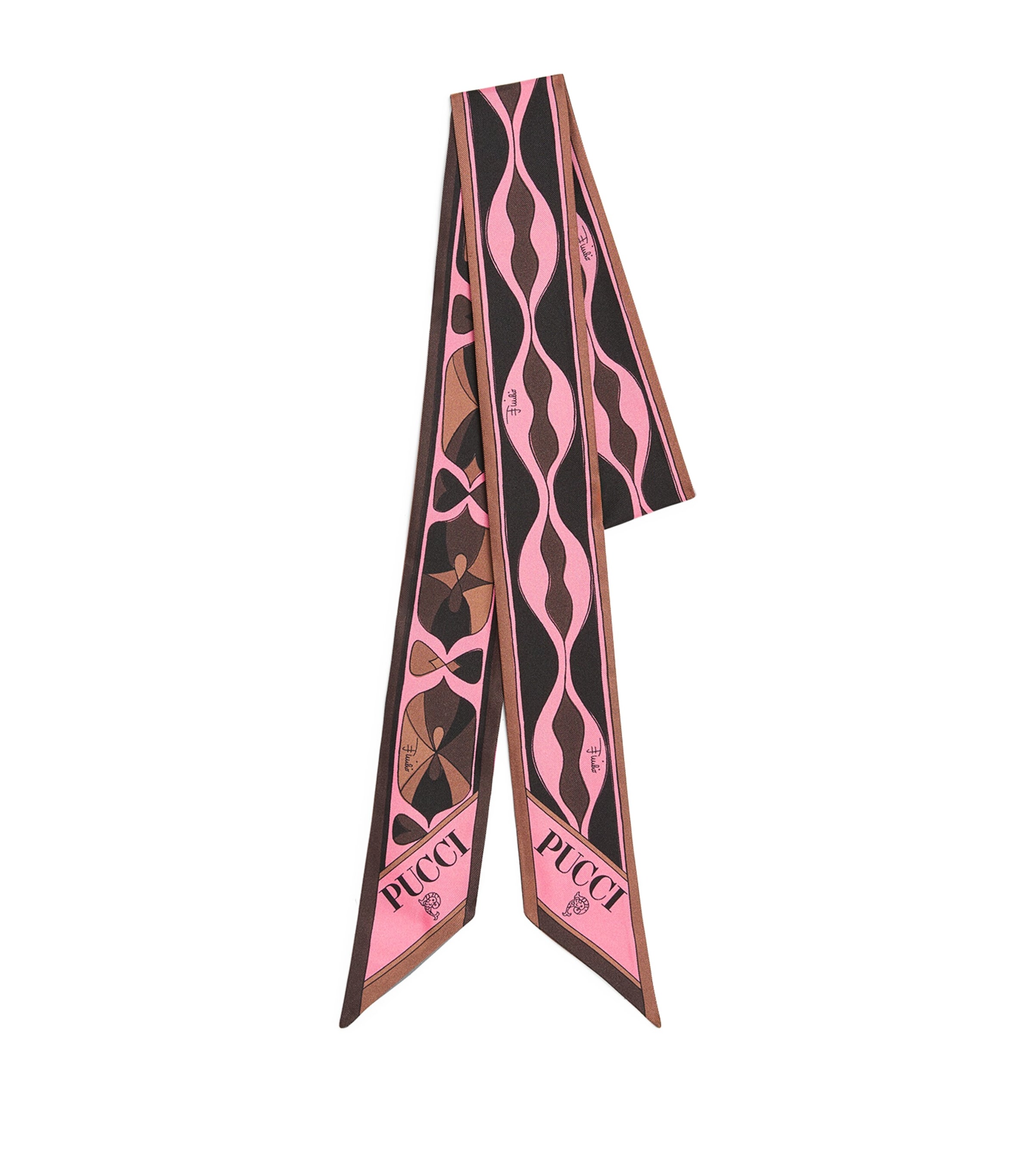 PUCCI Silk Twill Printed Scarf Brown Coral
