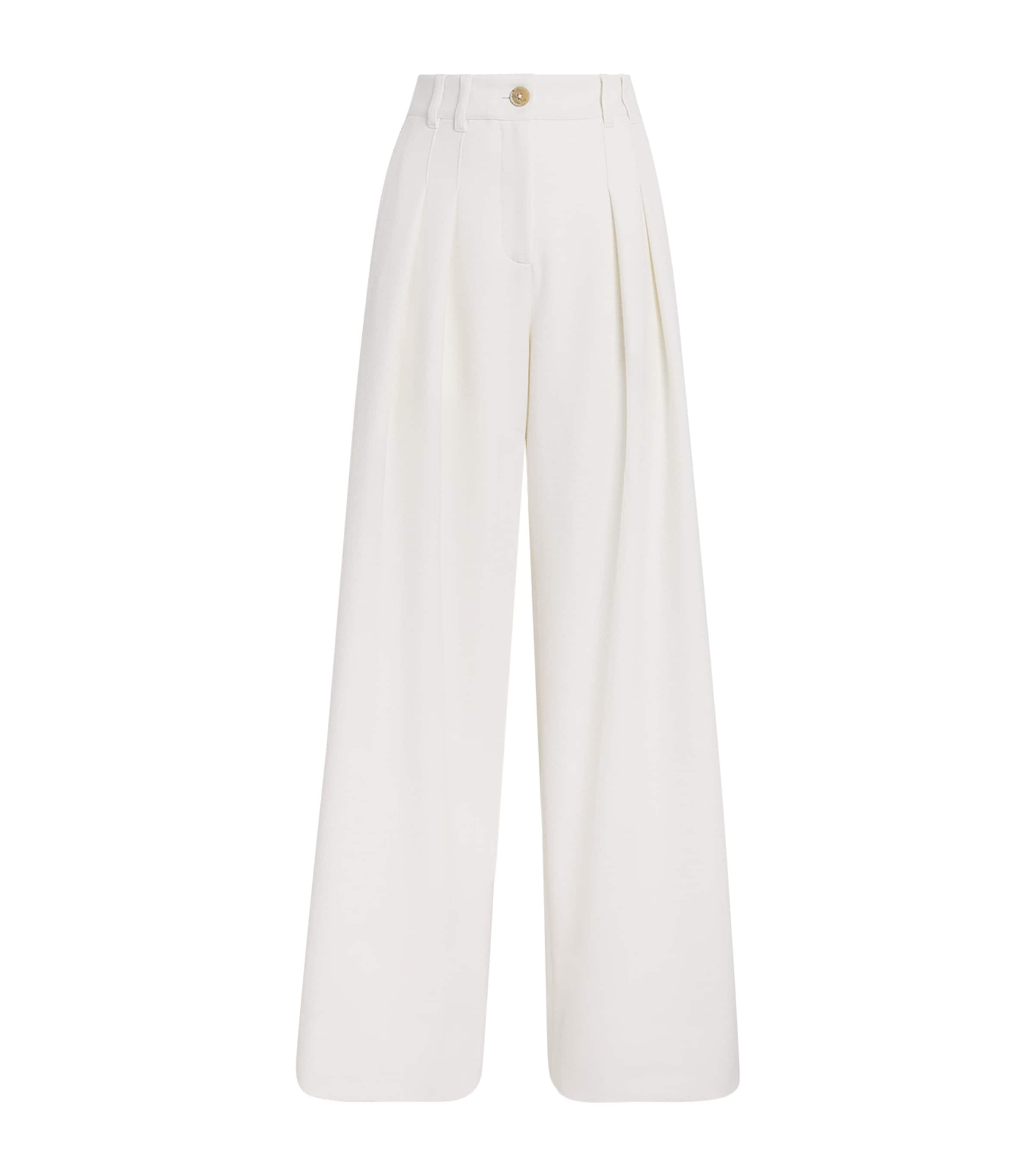 ME+EM Womens Wide-Leg Trousers Ivory