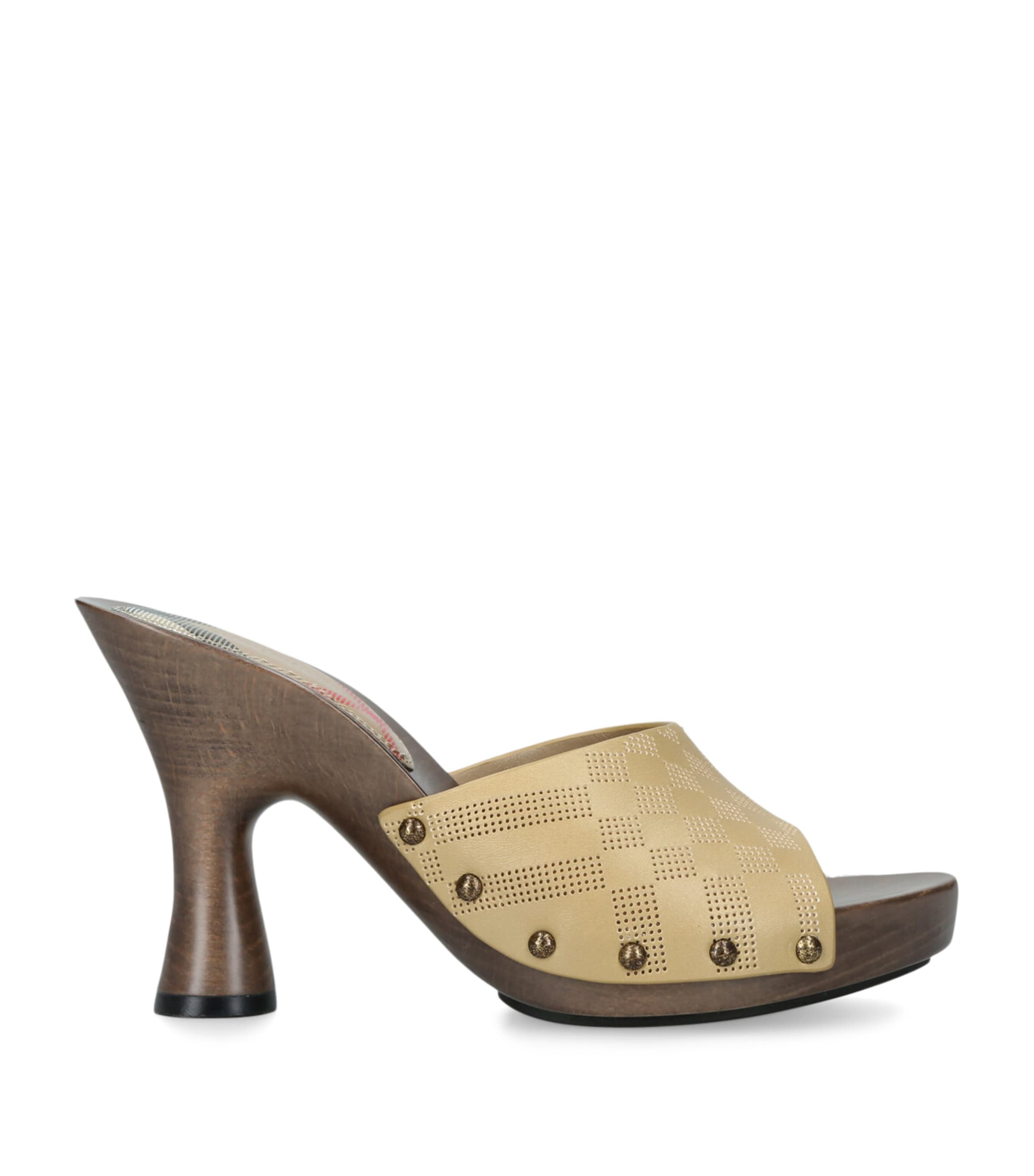 Leather Check Potter Mules 75