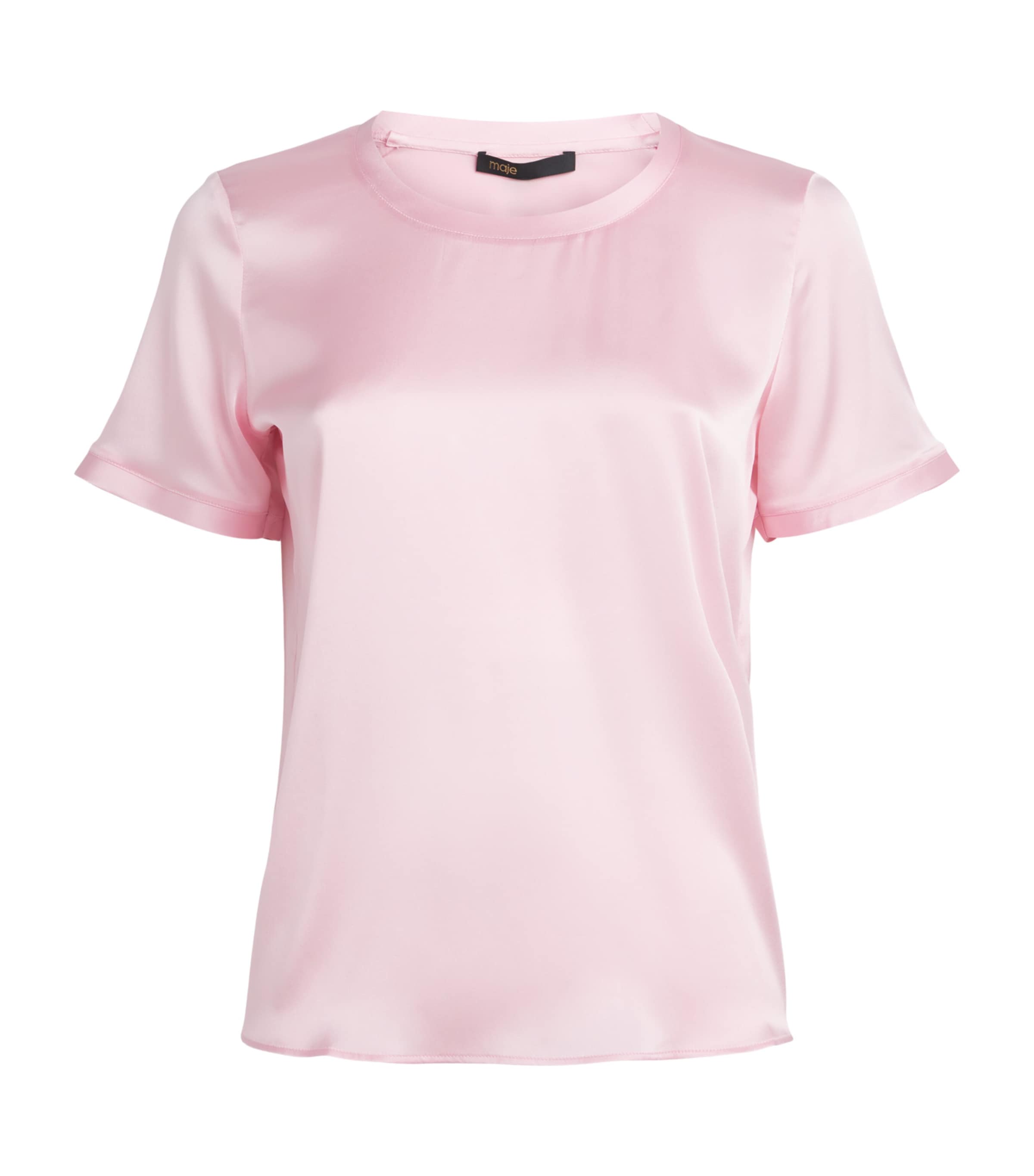 Maje Womens Silk T-Shirt Blouse Pink