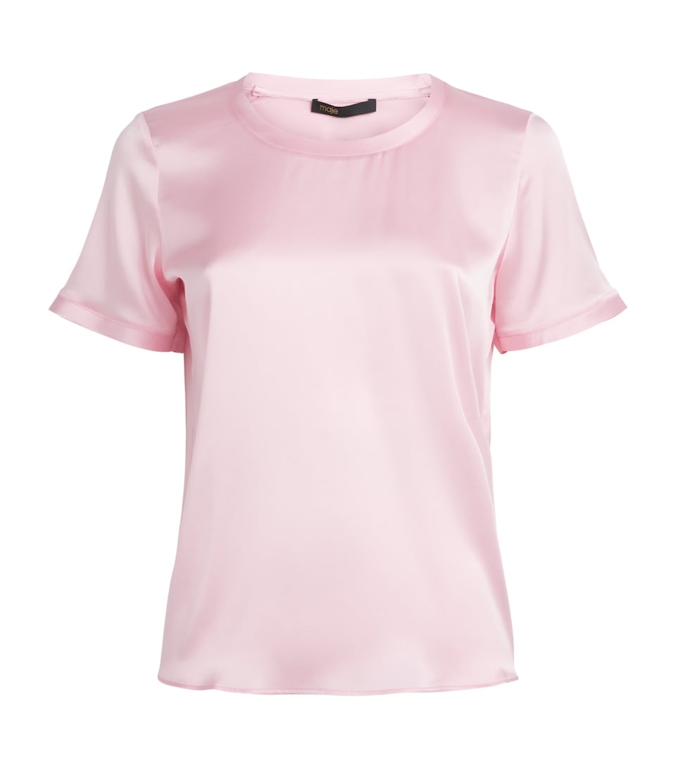 Maje Womens Silk T-Shirt Blouse Pink
