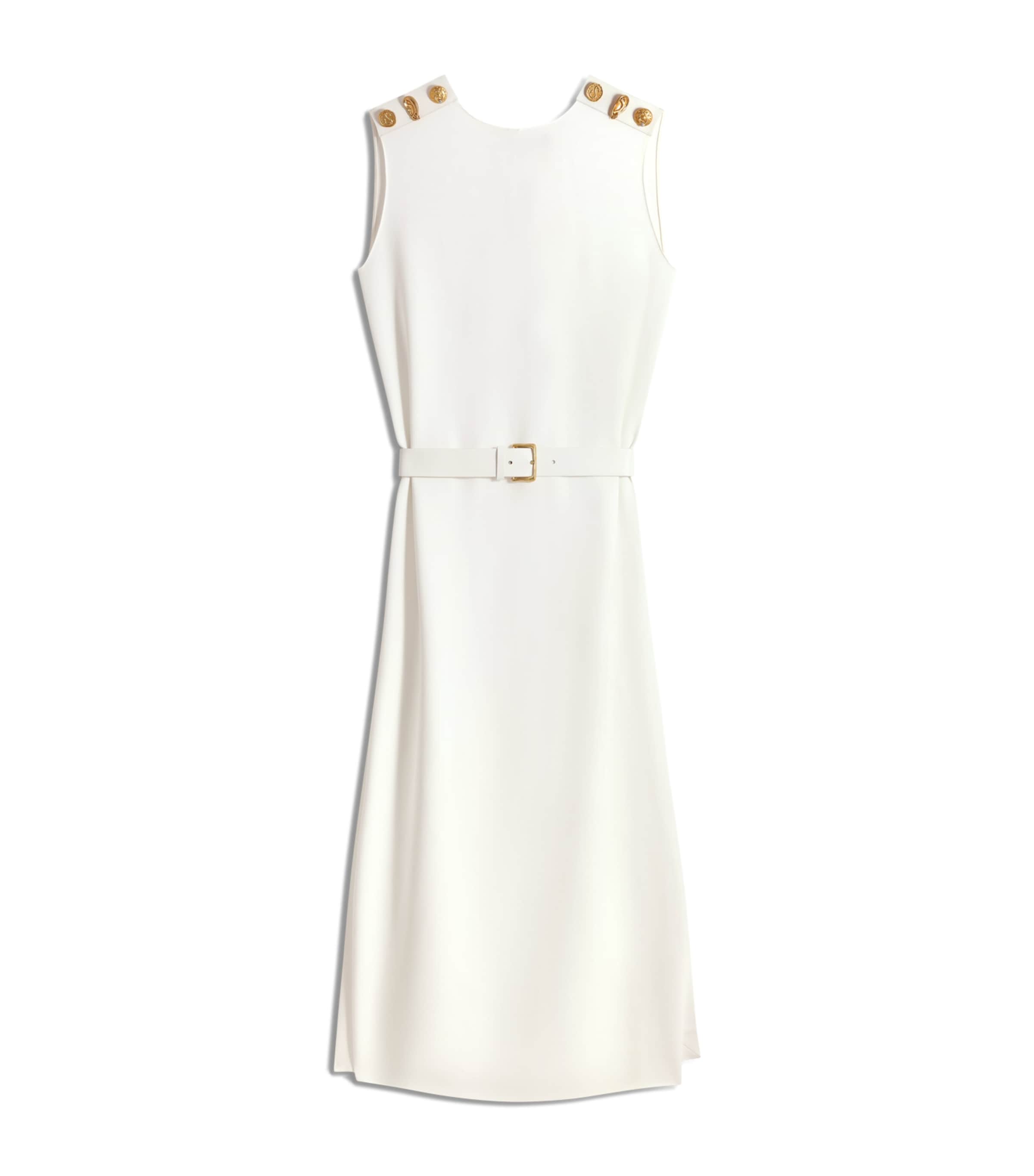 Schiaparelli Womens Crepe Leather-Trim Midi Dress White