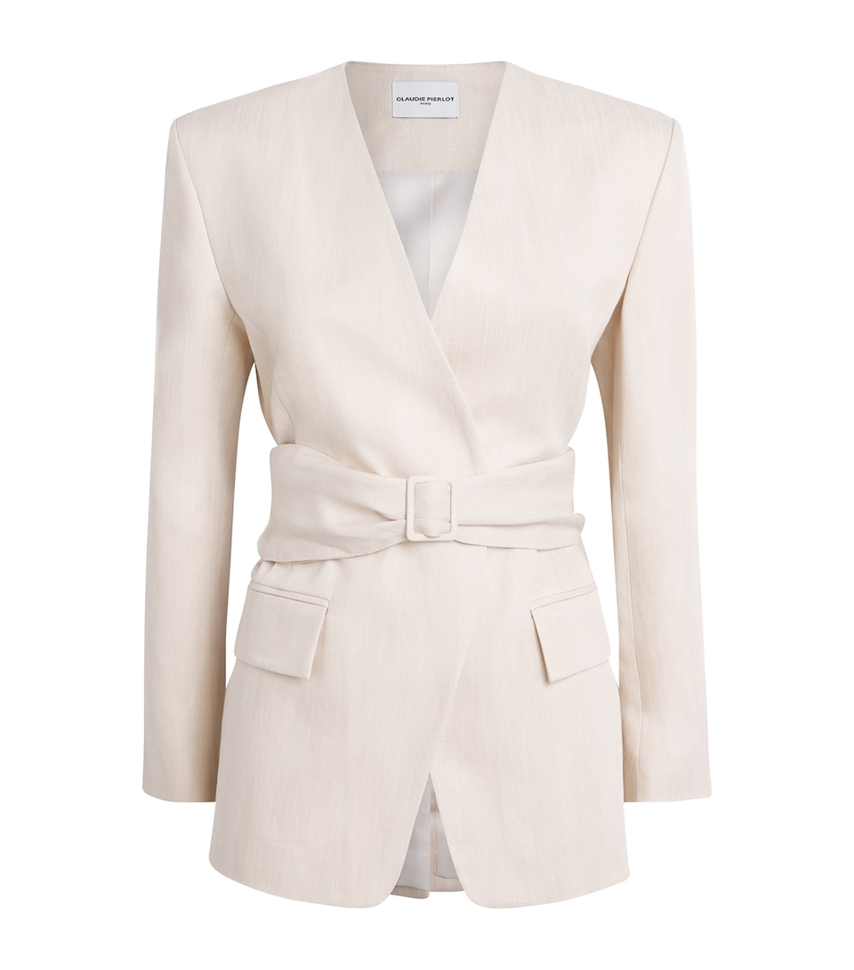 Claudie Pierlot Womens Kimono-Collar Jacket Sand