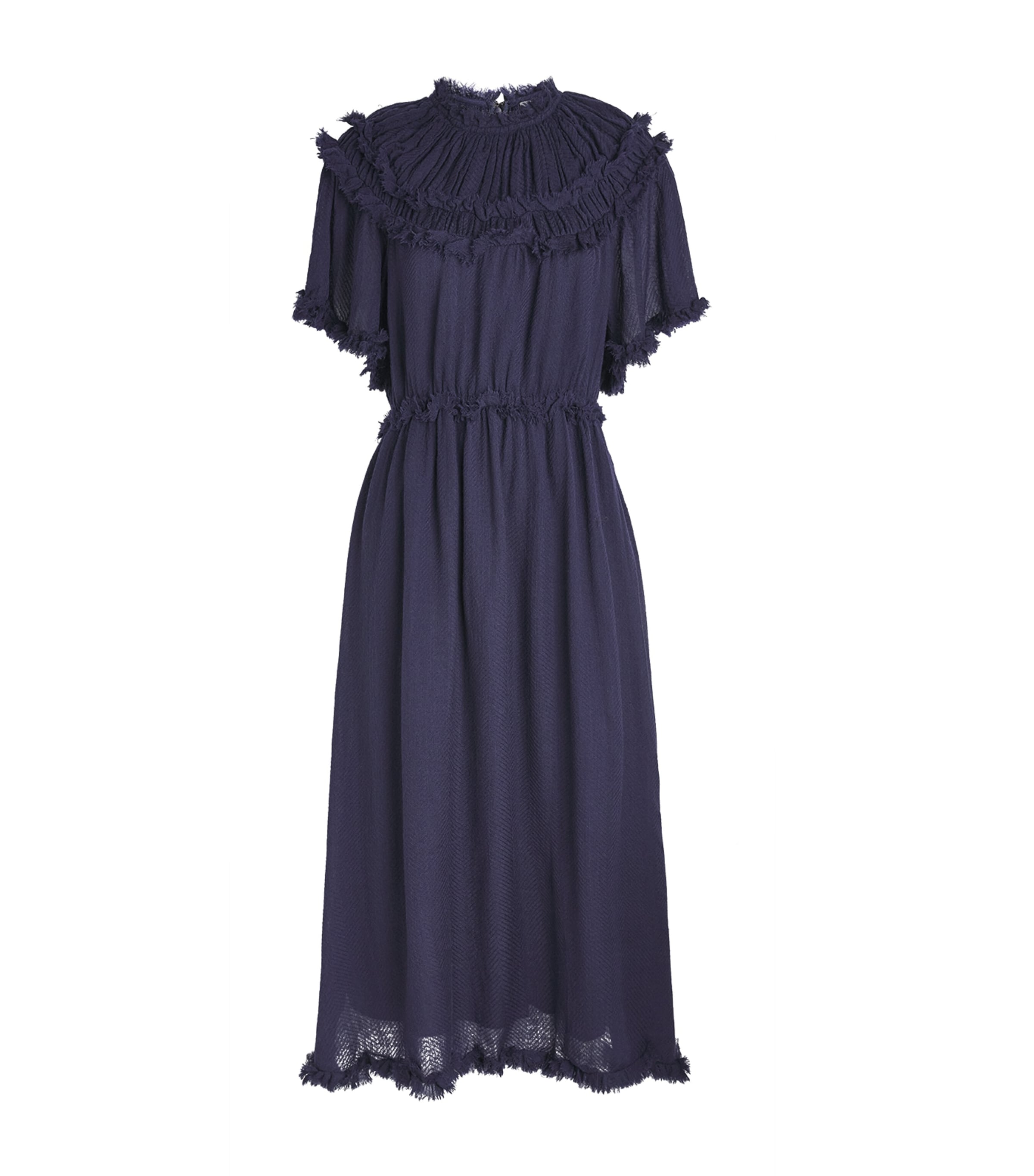 Ulla Johnson Womens Wool Tiered Ayan Midi Dress Midnight