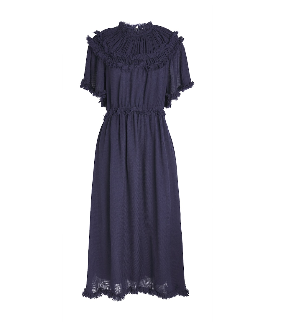 Ulla Johnson Womens Wool Tiered Ayan Midi Dress Midnight