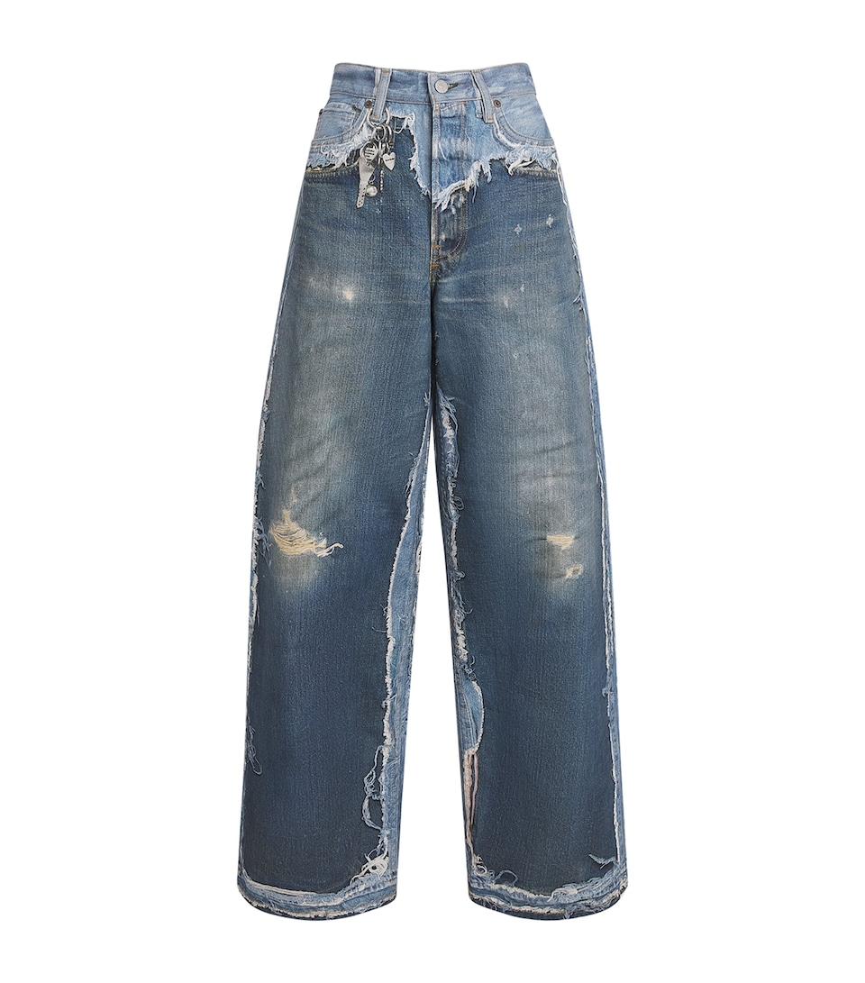 Acne Studios Womens Trompe-l'Oeil 1981 Low-Rise Jeans Auz Mid Blue