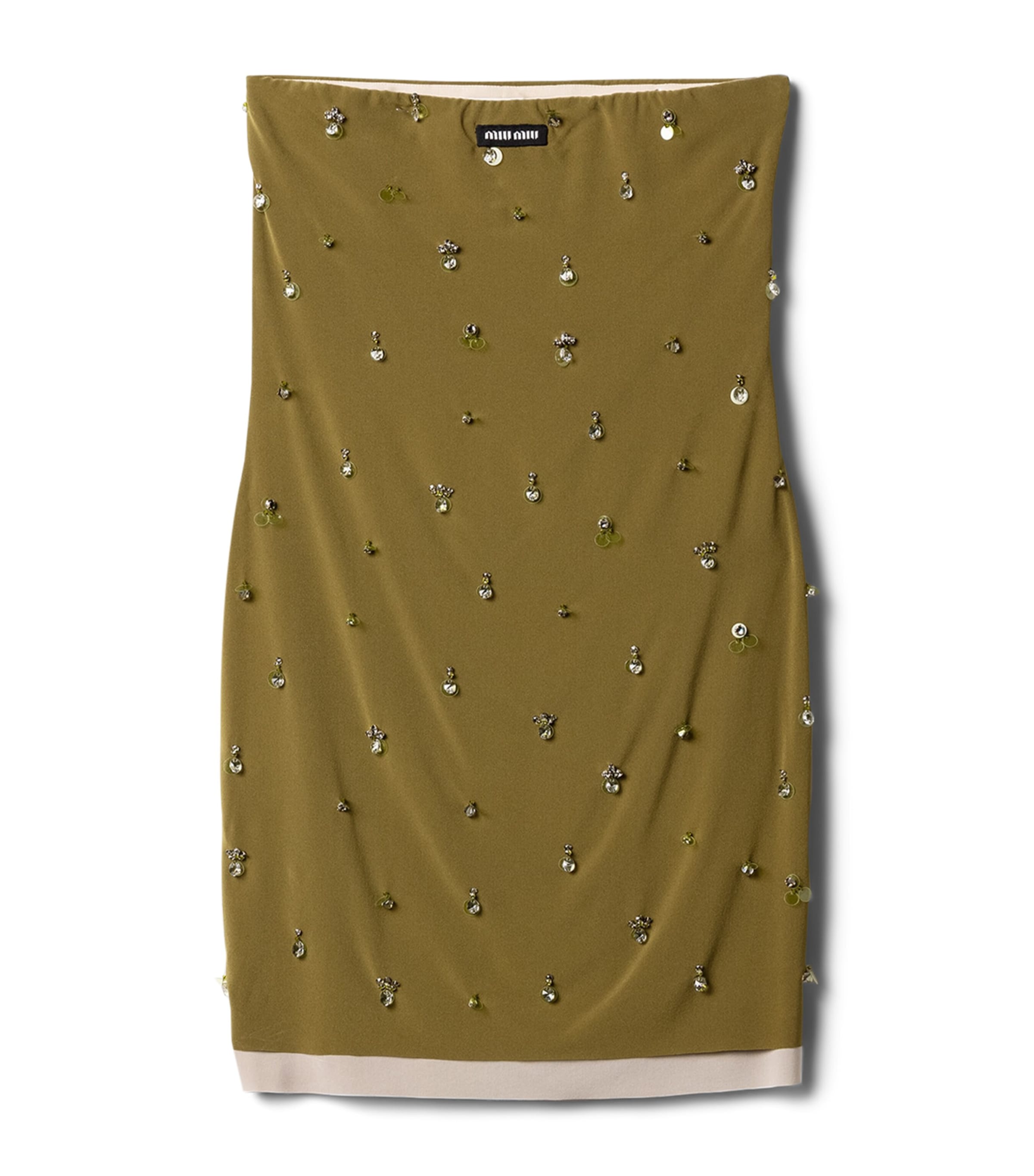 Miu Miu Womens Silk Embellished Strapless Mini Dress