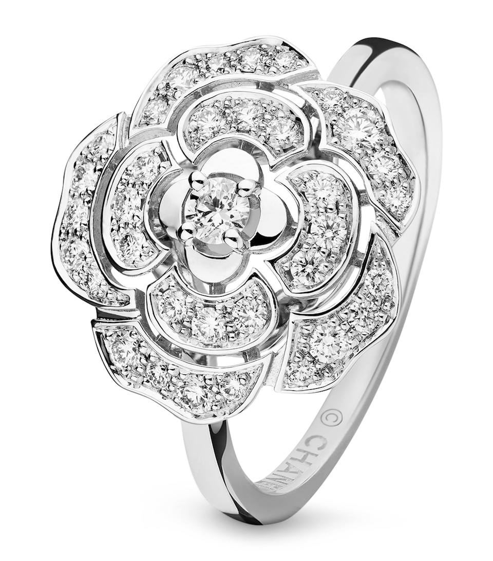 White Gold and Diamond Camélia Ring