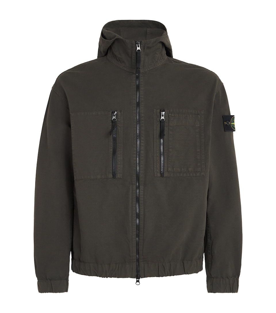 Stone Island Mens Organic Cotton Ripstop Hooded Overshirt