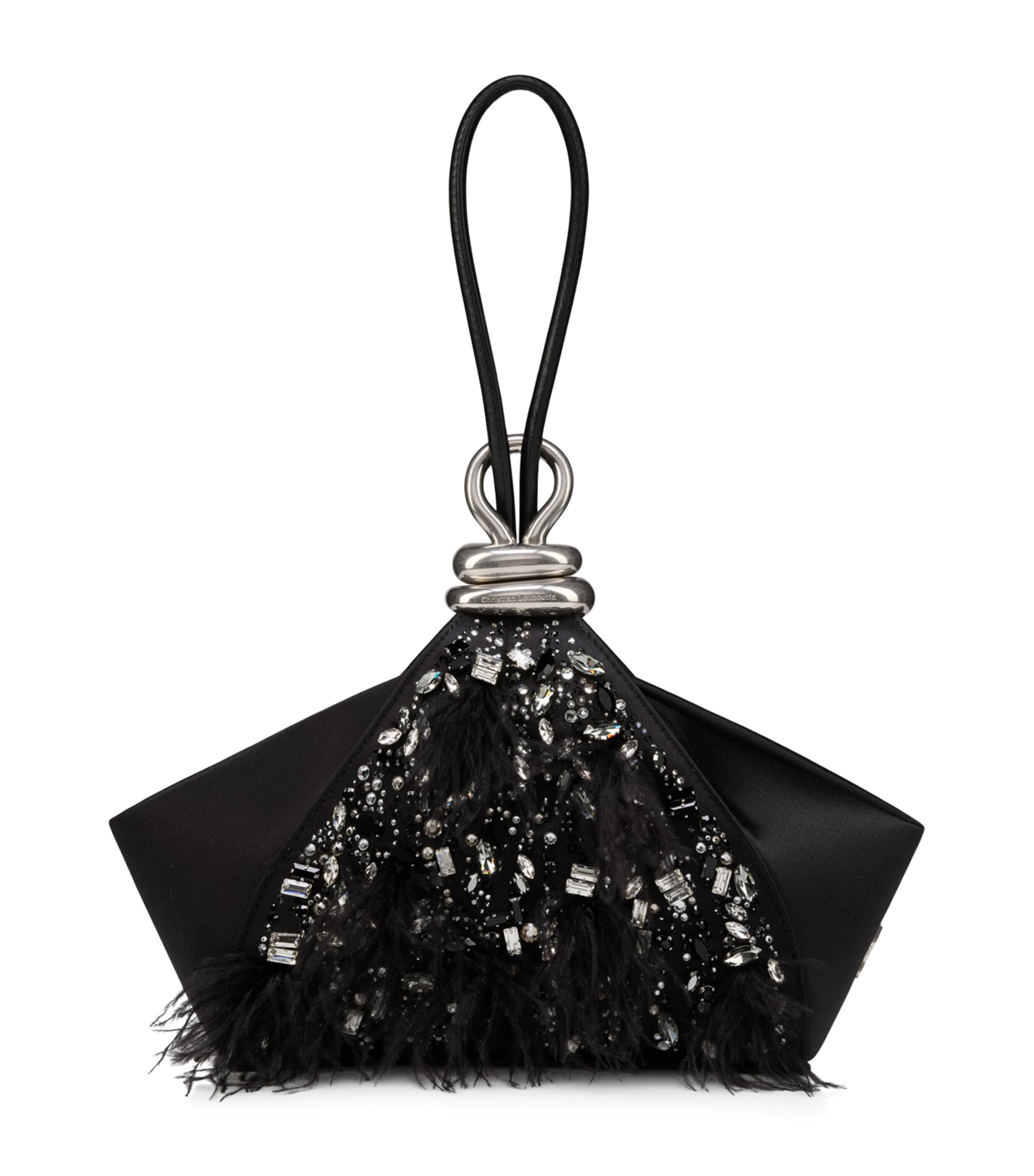 Christian Louboutin Sabrina Pouch Small Crepe Satin Birdie Clutch Bag