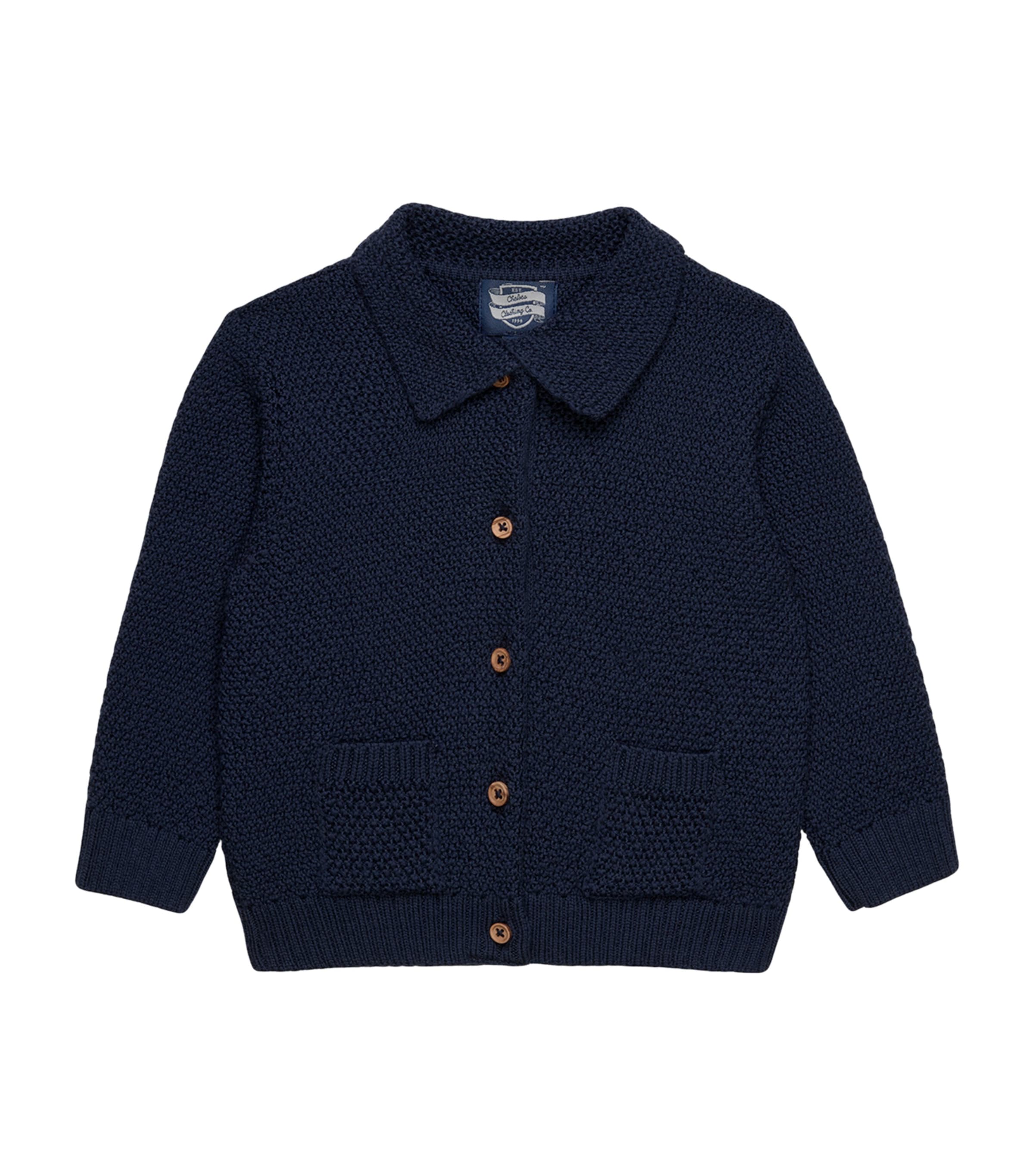 Trotters Merino Wool Jamie Cardigan (3-24 Months) Navy