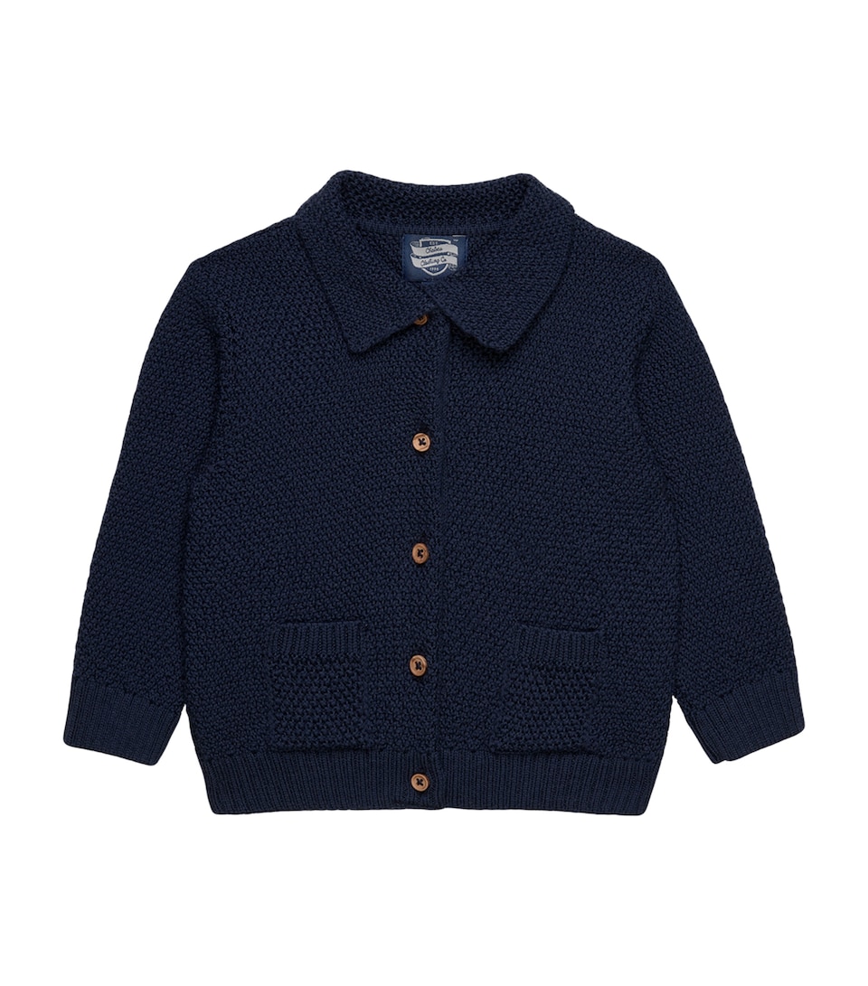 Trotters Merino Wool Jamie Cardigan (3-24 Months) Navy