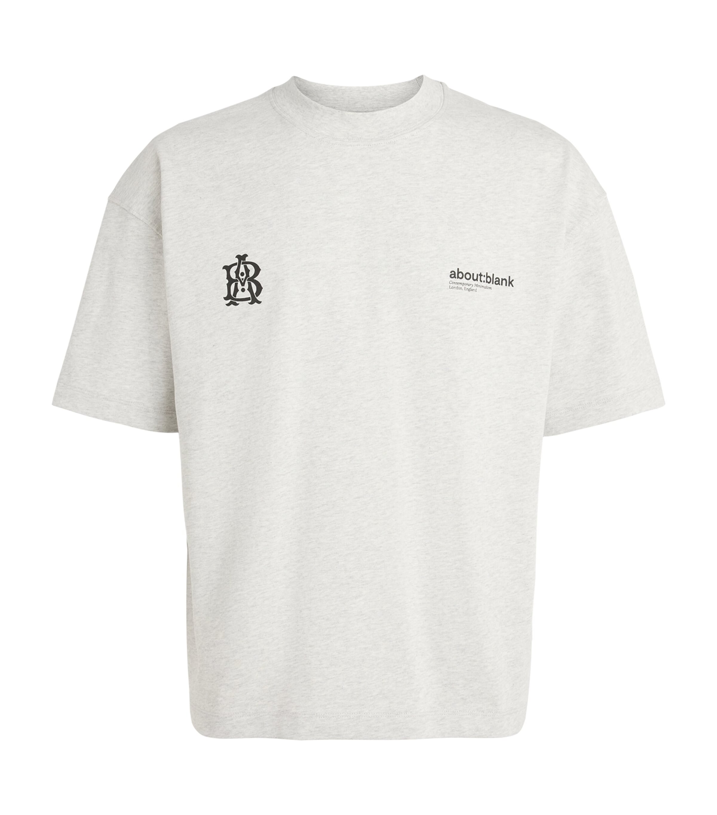 about:blank Mens Cotton Dual Logo T-Shirt Grey Marl/black