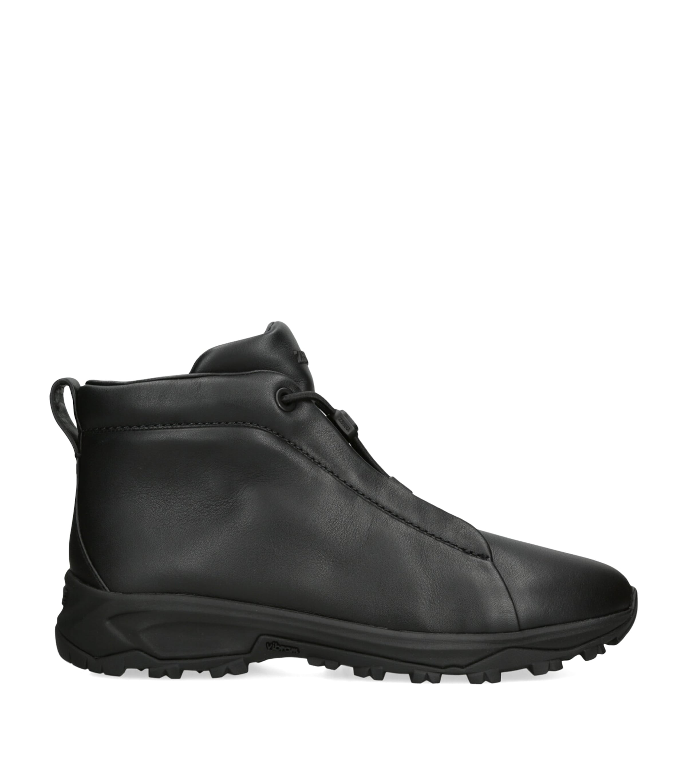 Zegna Leather Triple Stitch Vetta Sneakers Black