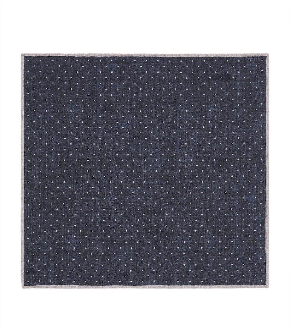 Eleventy Cotton-Wool Pocket Square Denim E Avorio