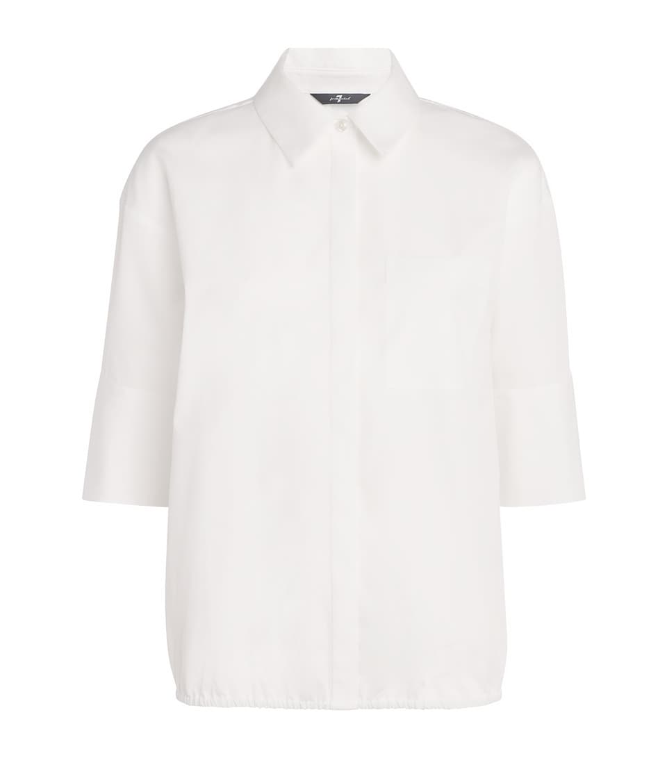 7 For All Mankind Womens Cotton Short-Sleeve Shirt Popelne Optica