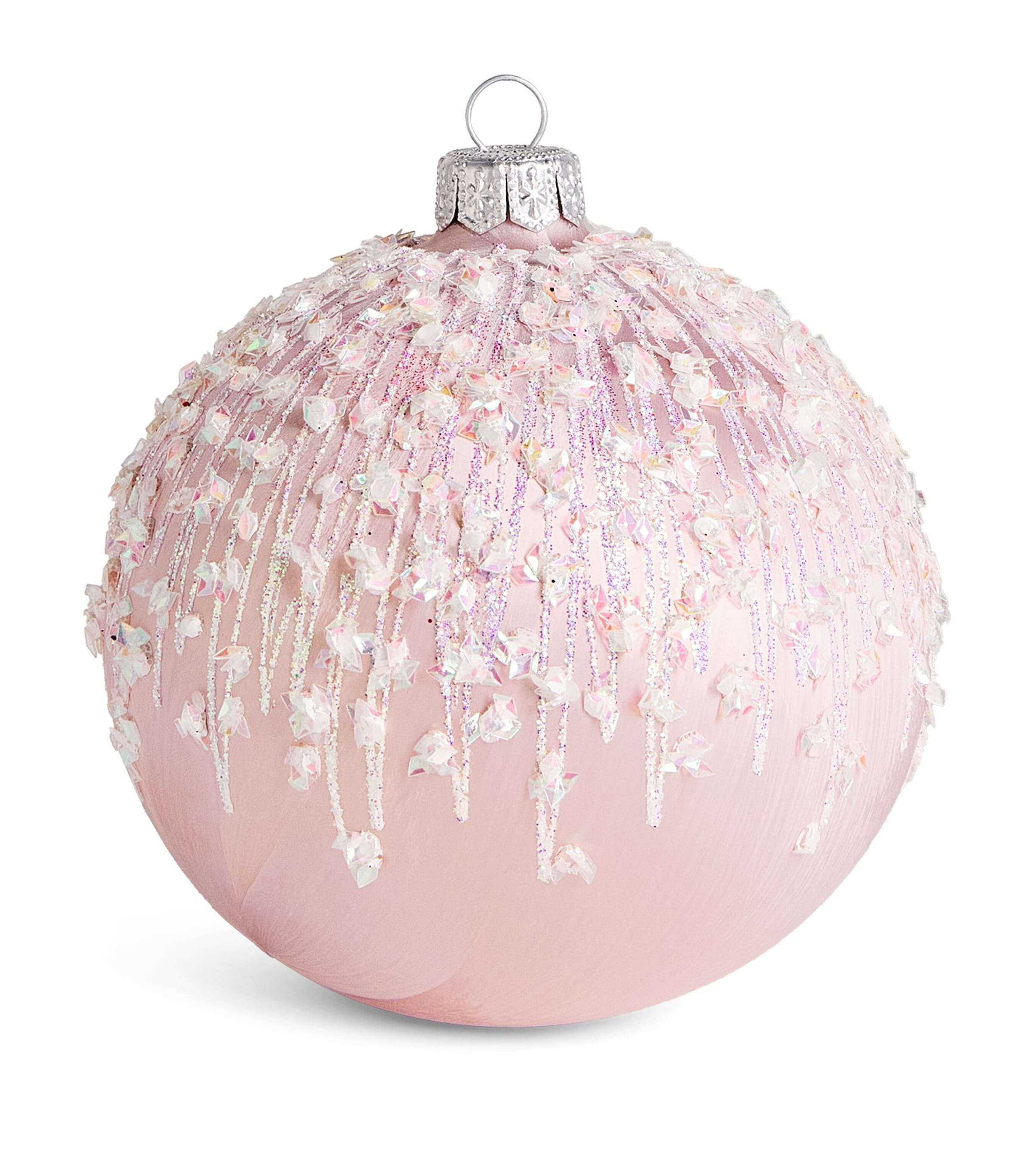 Harrods Frosted Sequin Bauble Pink Frost