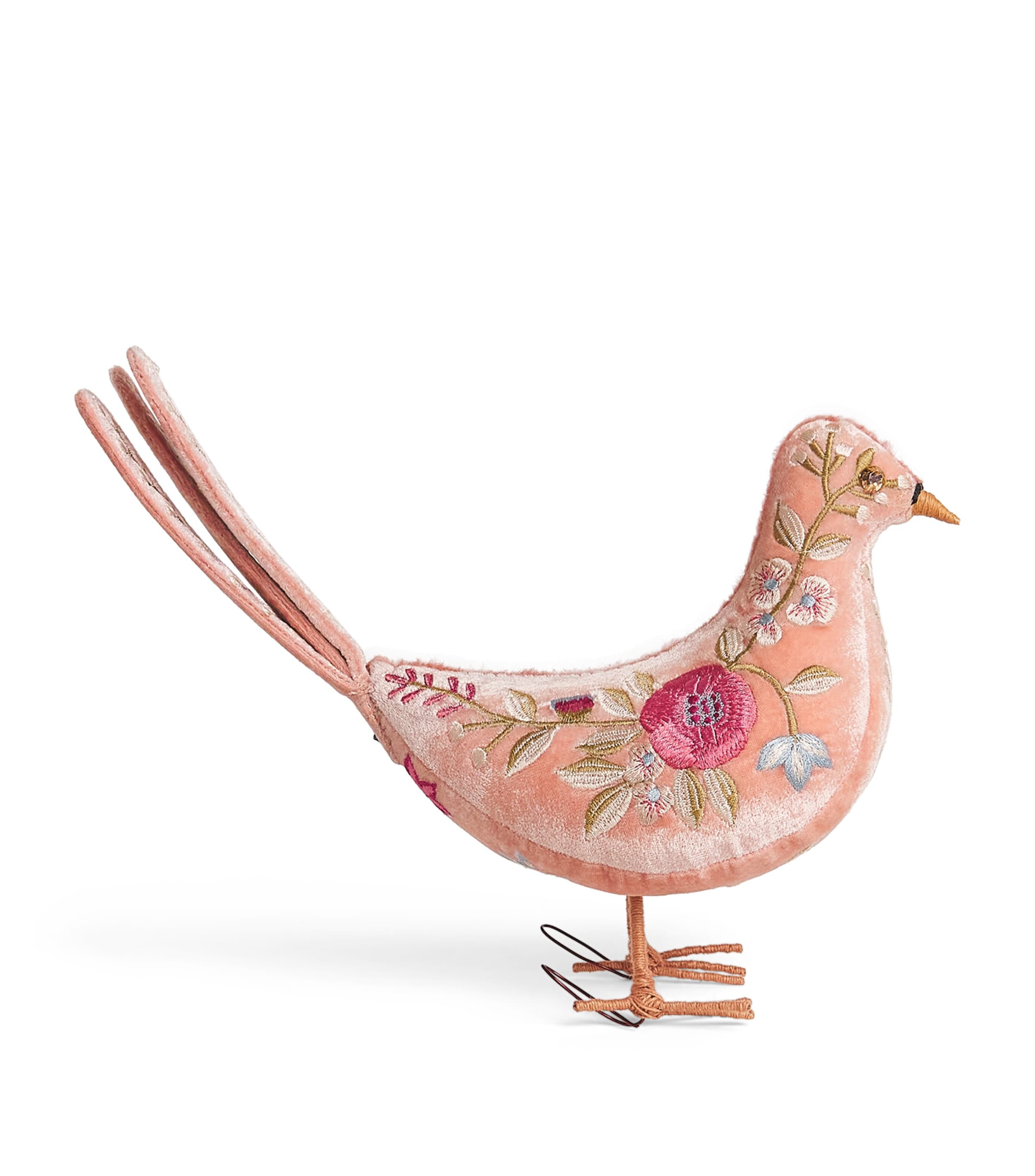 Anke Drechsel Silk-Velvet Dove Ornament Old Rose