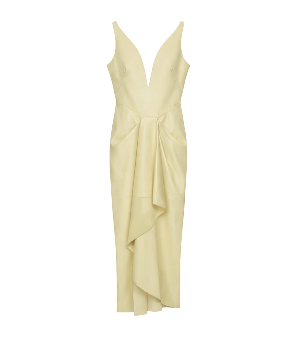 Givenchy Womens Lambskin Gathered Maxi Dress Pale Yellow