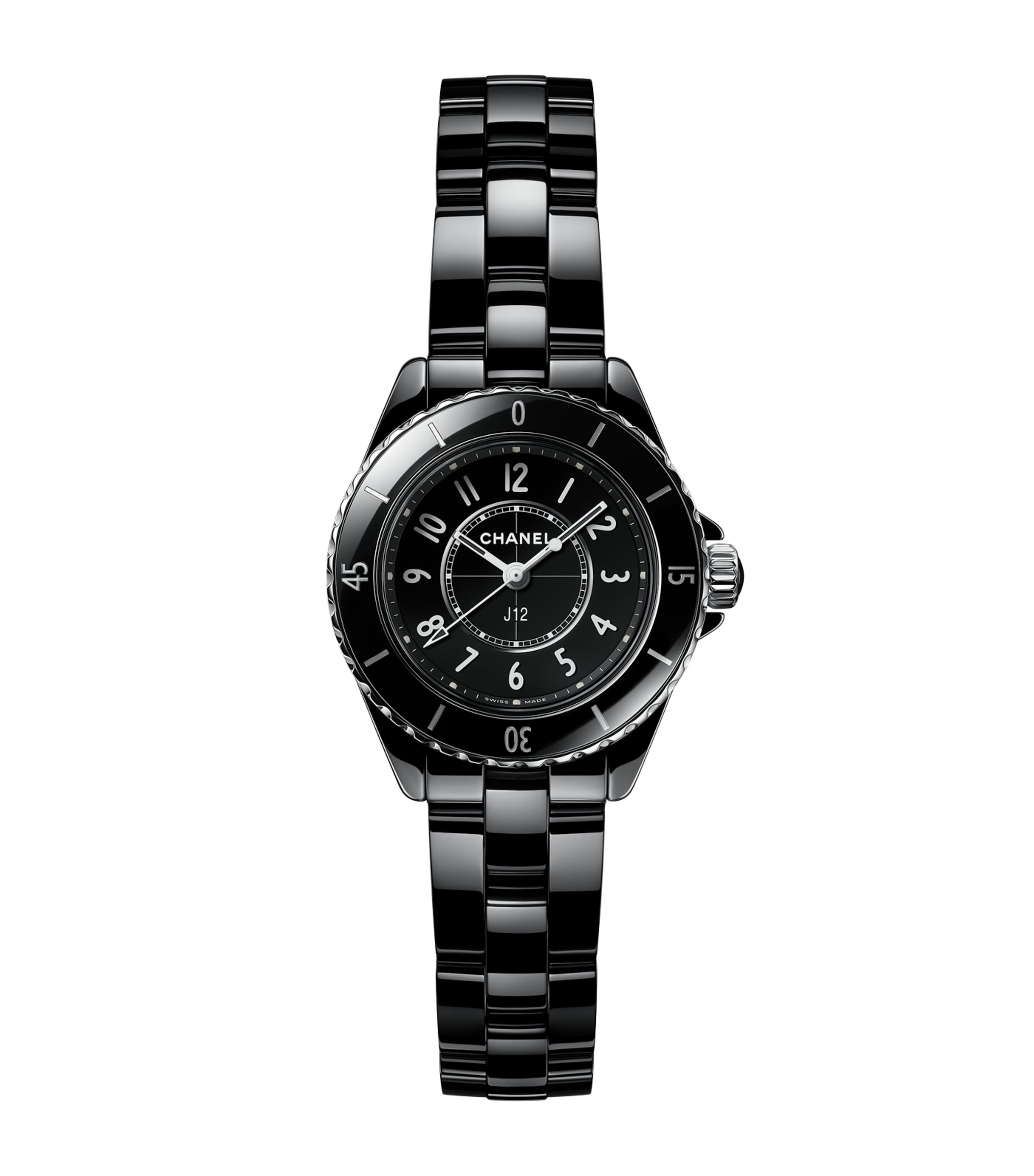 CHANEL Ceramic and Steel J12 Watch 28mm Black