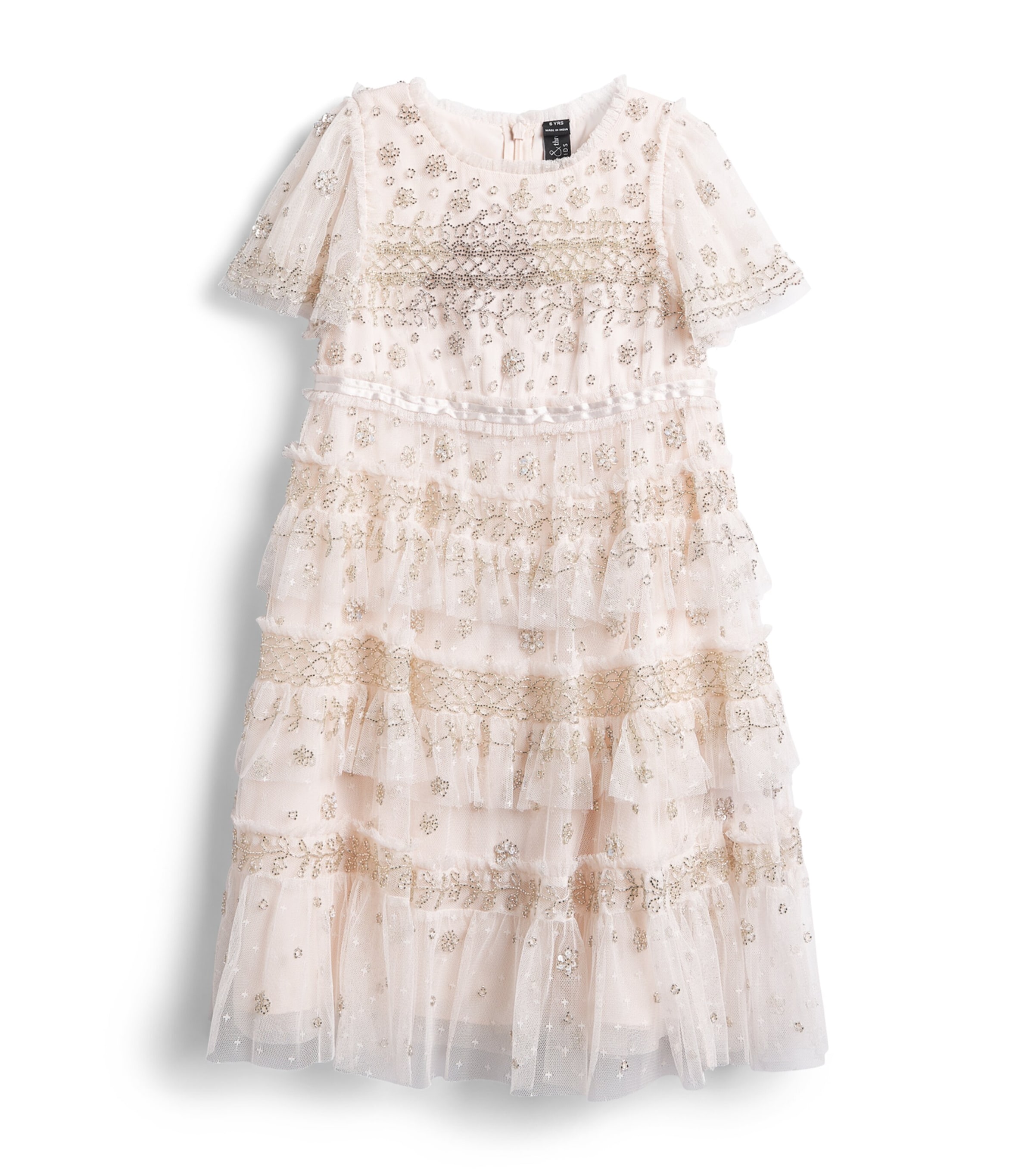 Needle & Thread Embellished Tulle Andromeda Dress (3-7 Years) Sos Soft Peony/slver