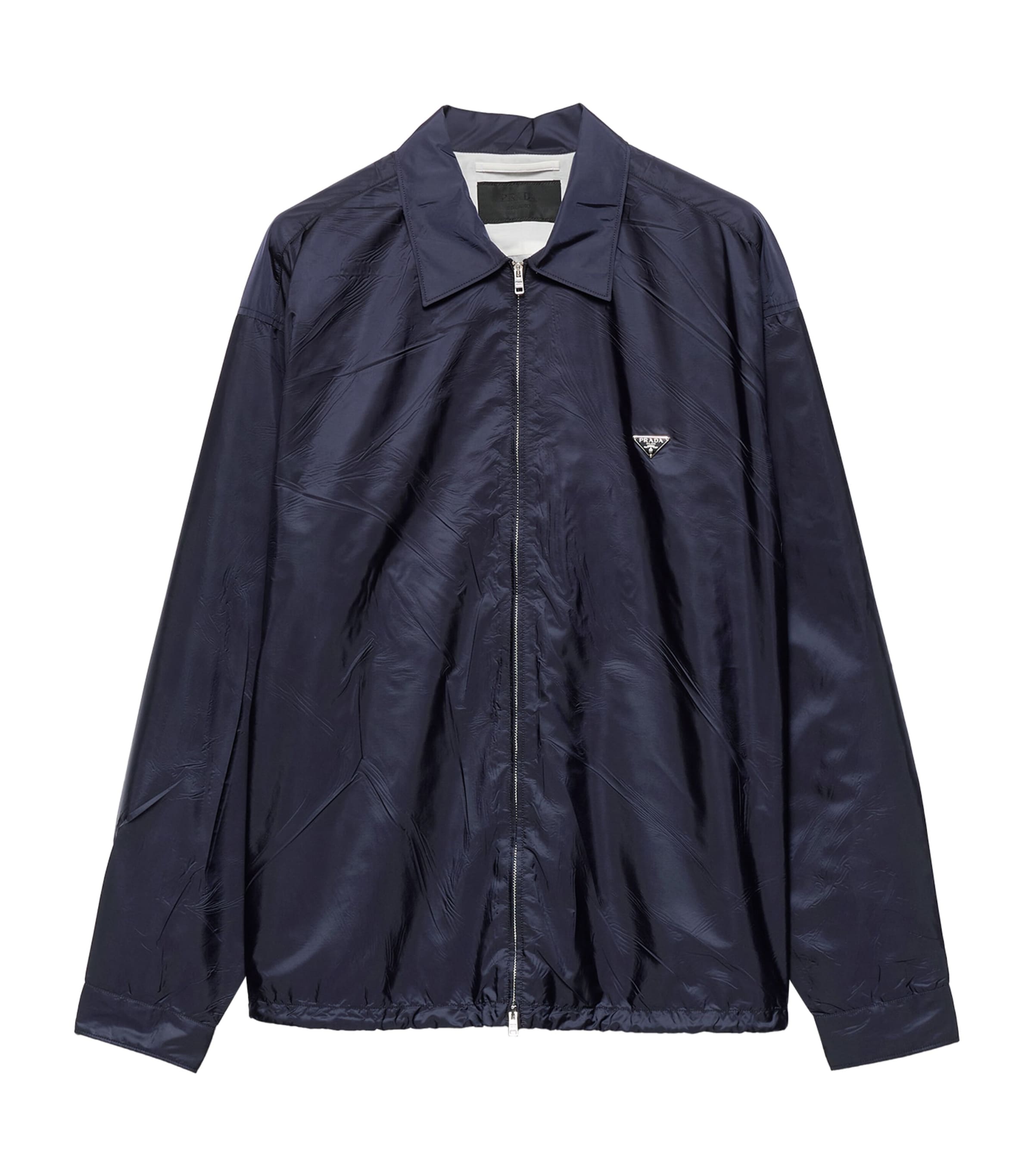 Prada Mens Re-Nylon Zip-up Shirt Blue