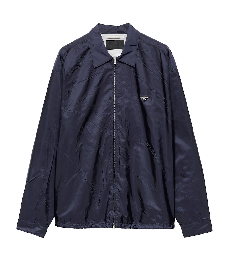 Prada Mens Re-Nylon Zip-up Shirt Blue