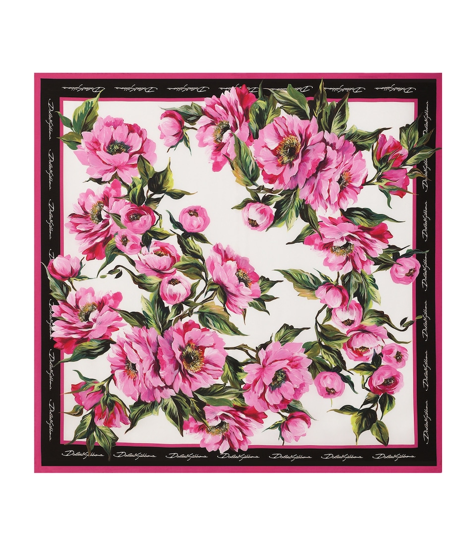 Silk Peony Print Foulard