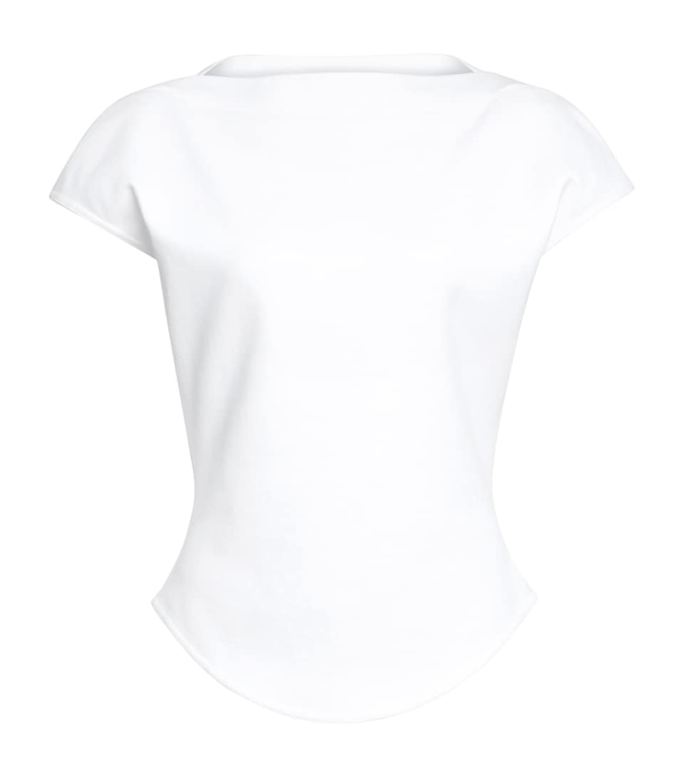Alaïa Womens Boat-Neck T-Shirt Blanc