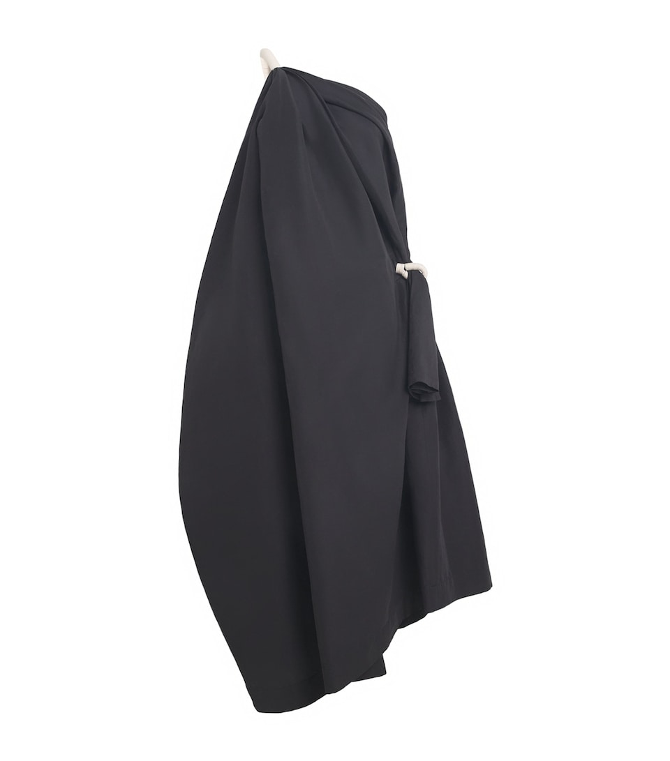 Asymmetric Cloth and Cord Midi Dress