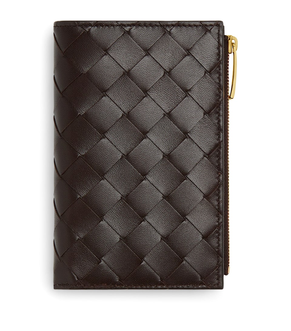 Leather Intrecciato Bifold Card Holder