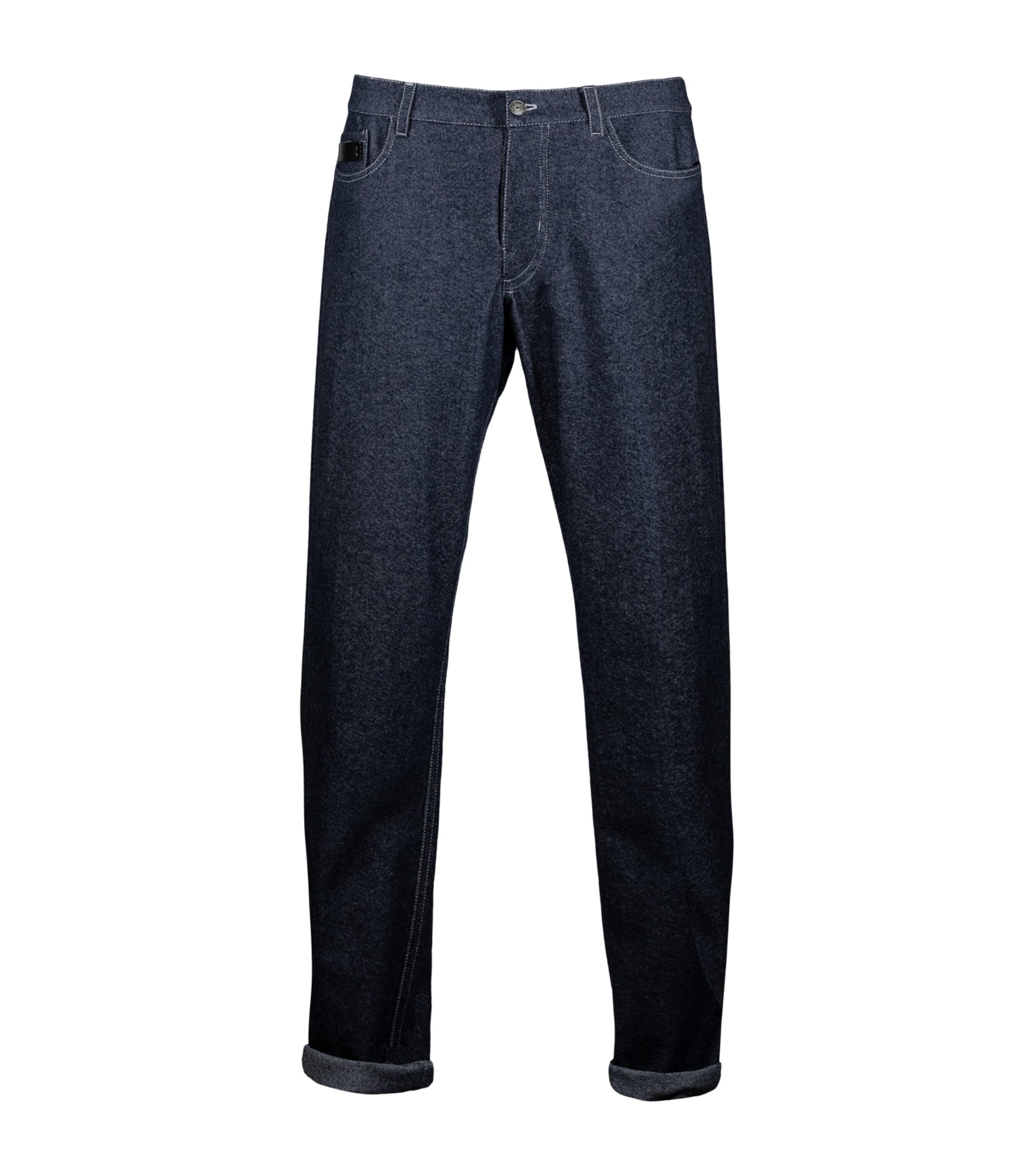 Alan Scott Mens Cashmere-Blend Relaxed Jeans Dark Indigo