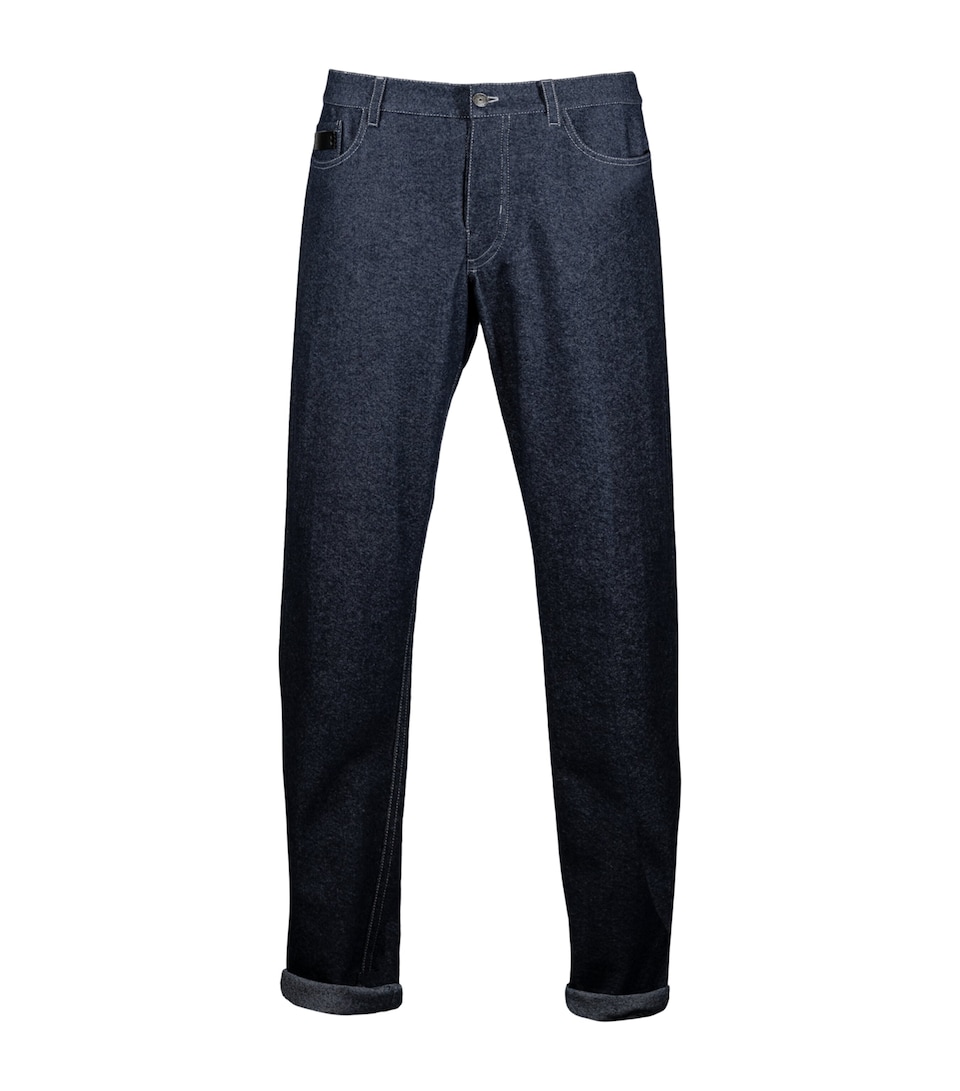 Alan Scott Mens Cashmere-Blend Relaxed Jeans Dark Indigo