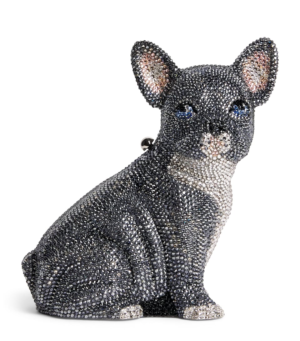 Judith Leiber Embellished French Bulldog Louie Clutch Sbdmt Slvr/blk/dmnd