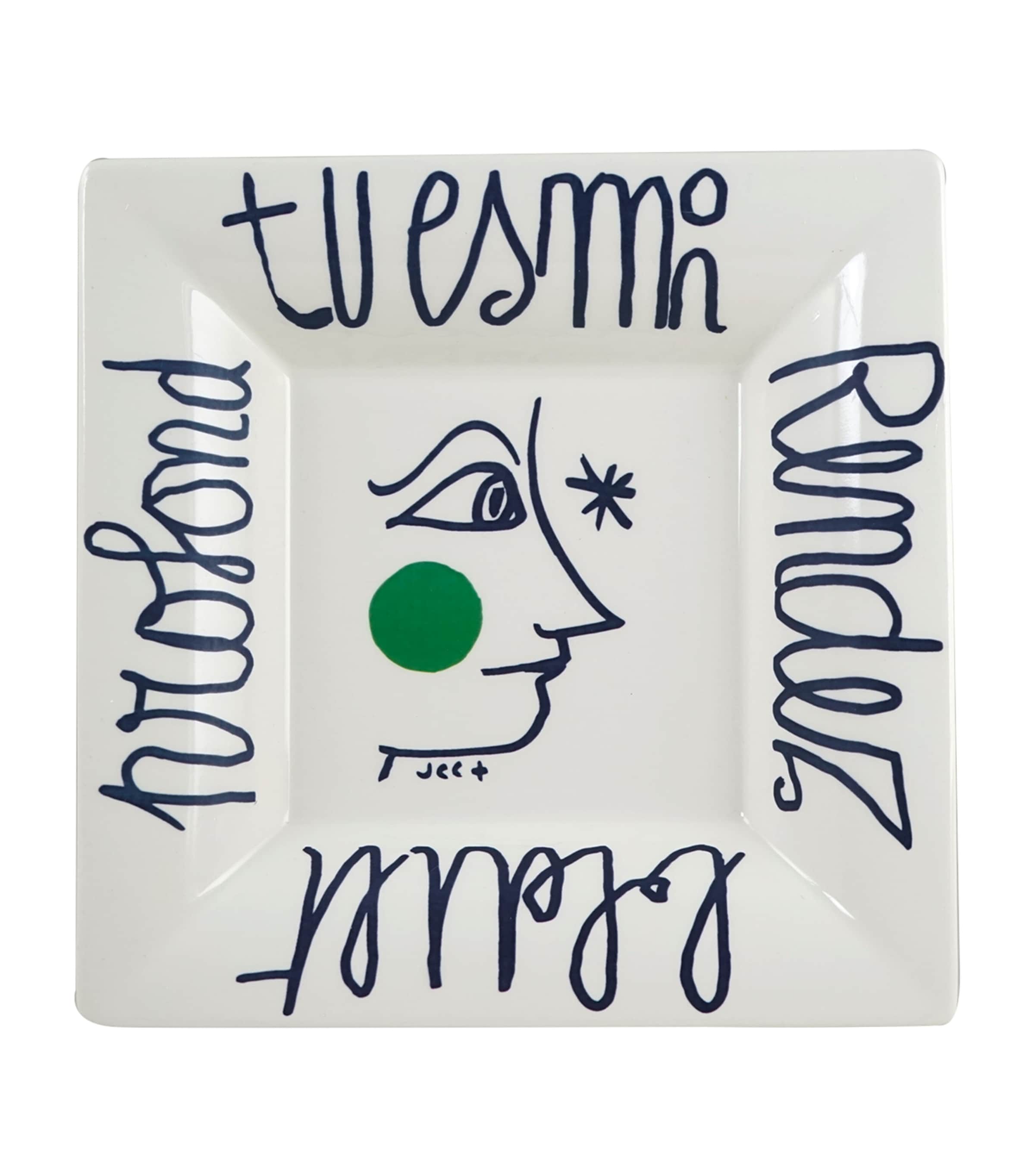 Gien L'Archipel Sentimental Square Candy Tray (22cm) White, Blue