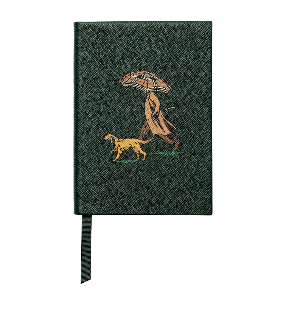 Burberry x Smythson Leather Dog Walk Soho Notebook Green
