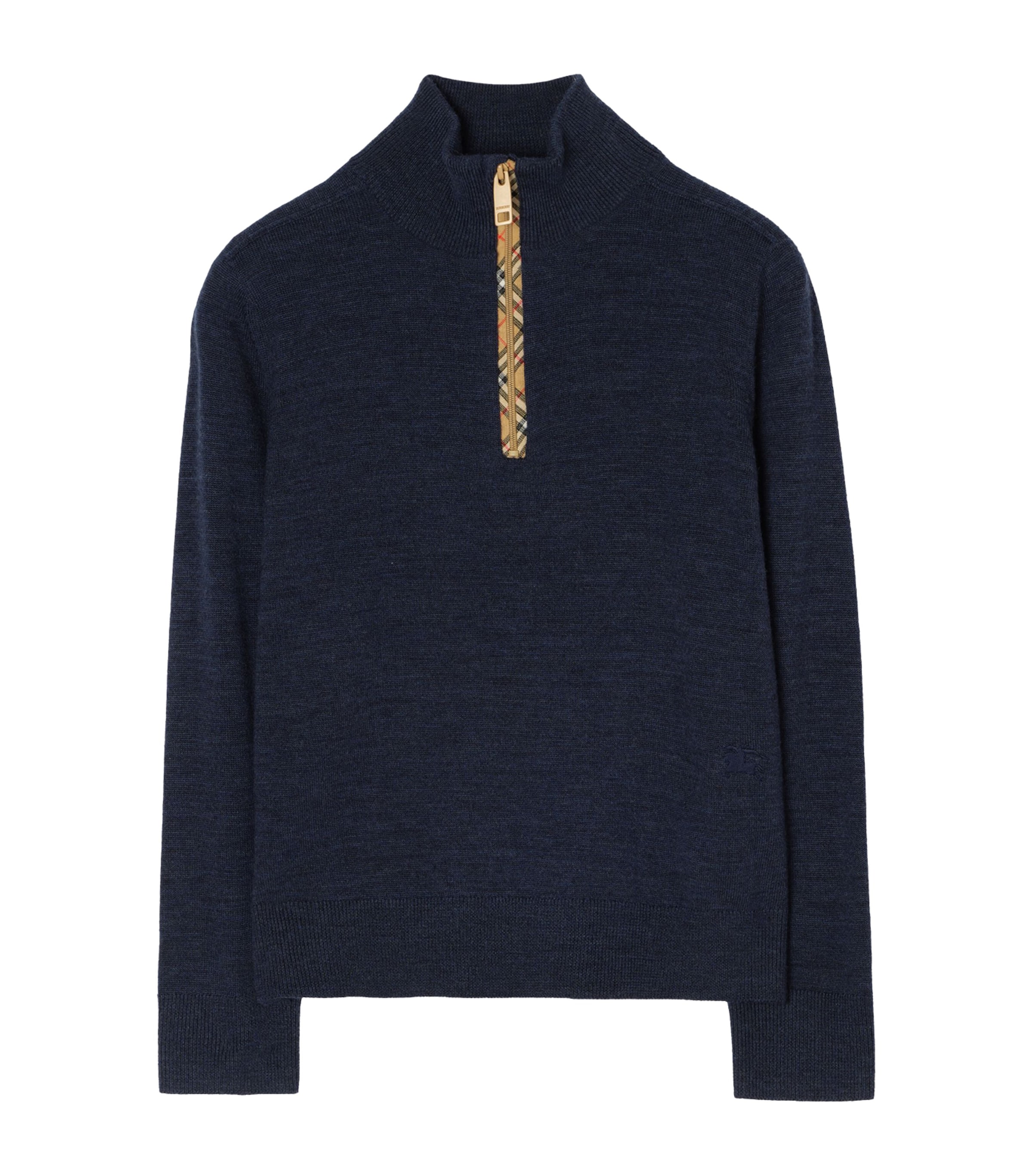 Burberry Kids Wool Quarter-Zip Sweater (4-12 Years) Dark Navy