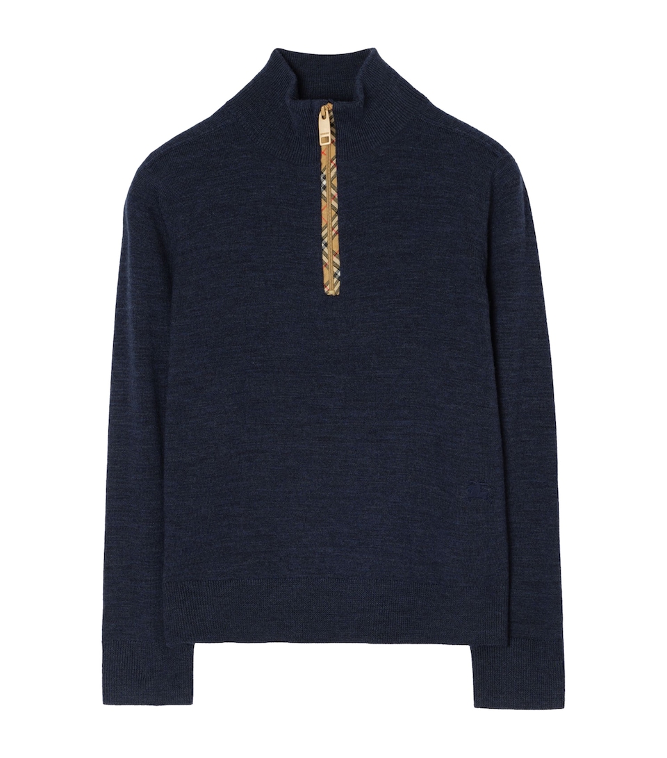 Burberry Kids Wool Quarter-Zip Sweater (4-12 Years) Dark Navy