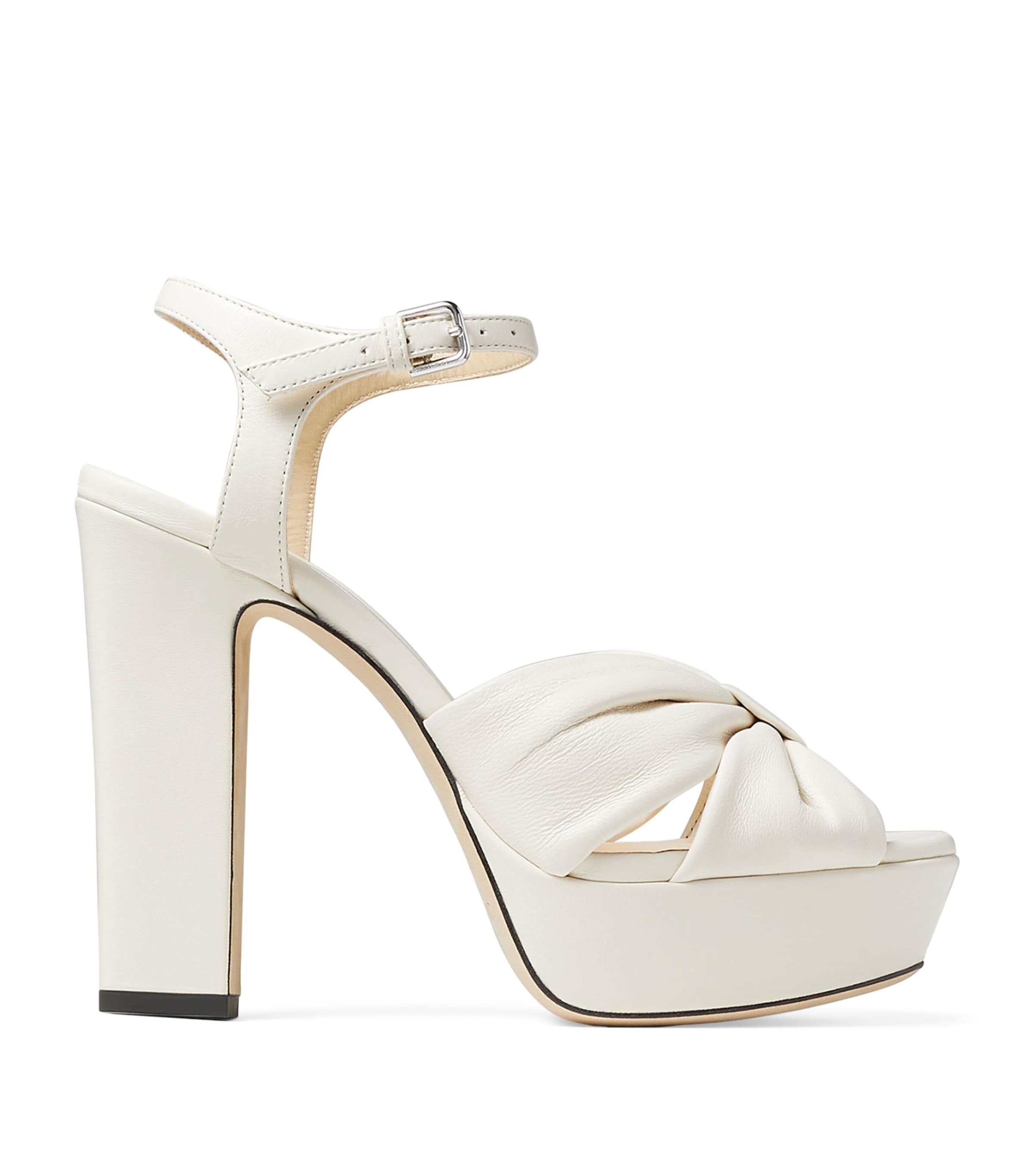 Jimmy Choo Heloise 120 Leather Sandals Latte