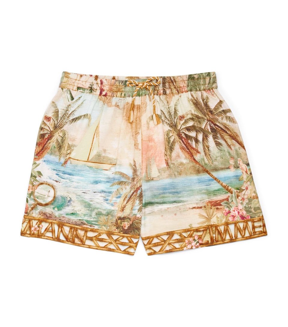 Zimmermann Kids Cotton Mahon Shorts (2-12 Years) Island Map Blue