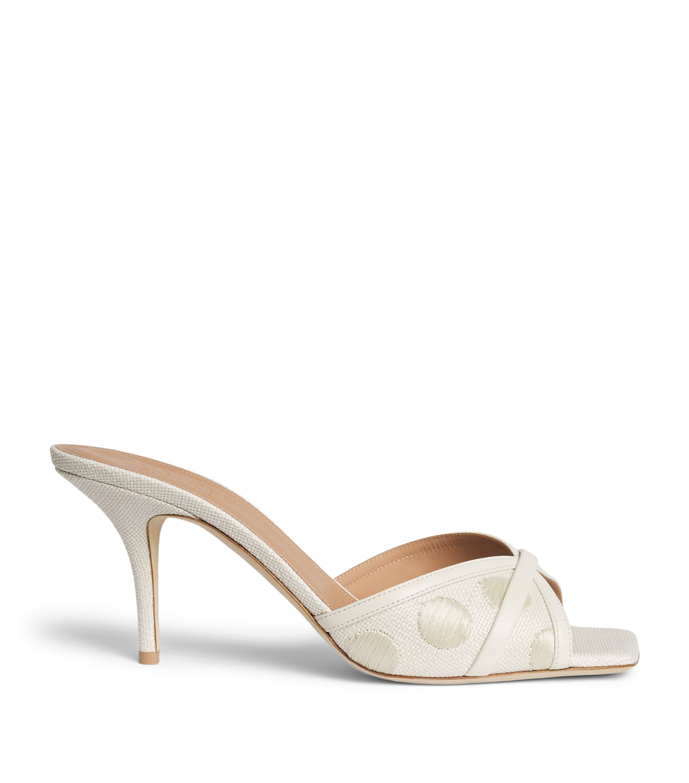 Malone Souliers Raffia-Leather Perla Mules 70 Beige