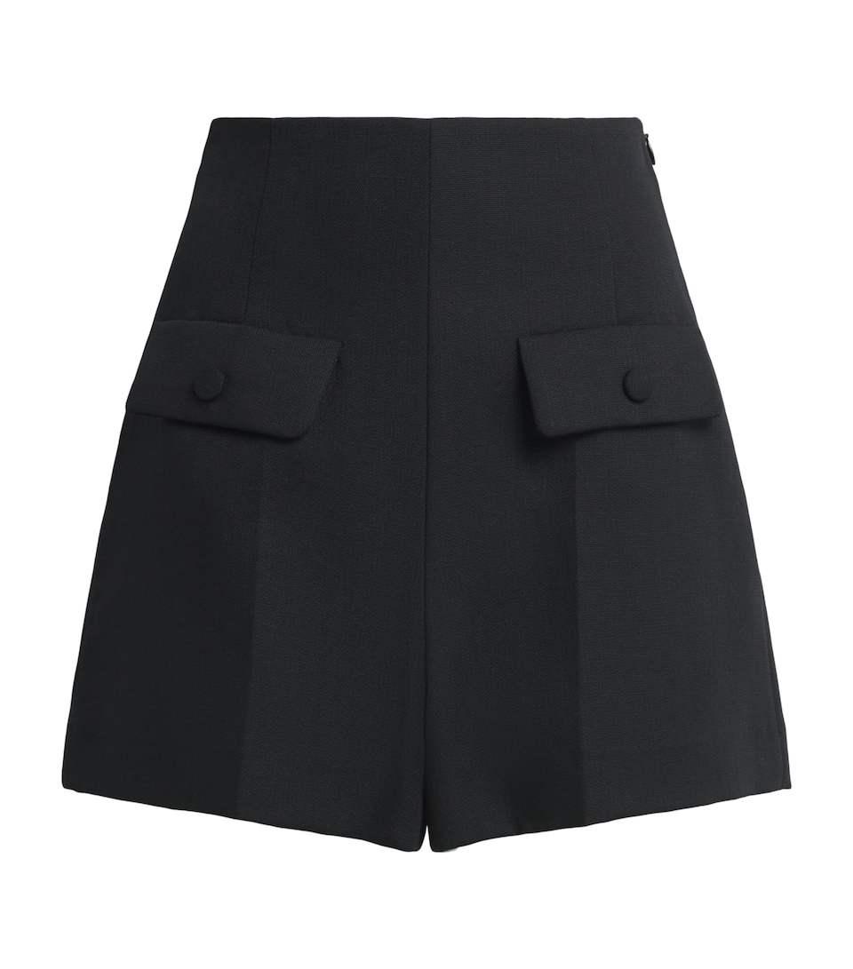 Sandro Paris Womens Wool High-Rise Shorts Black