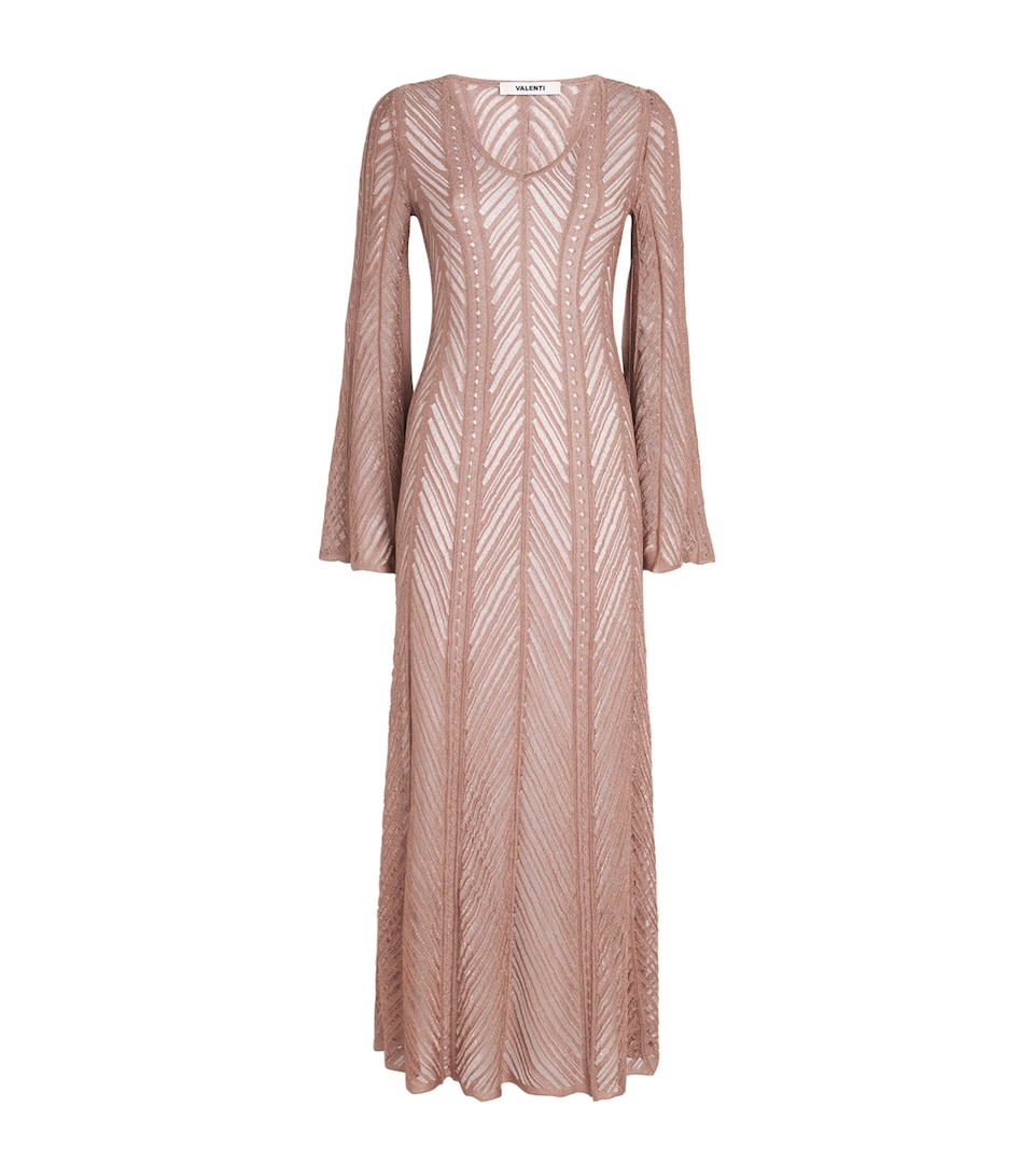 Openwork Knit V-Neck Maxi Dress