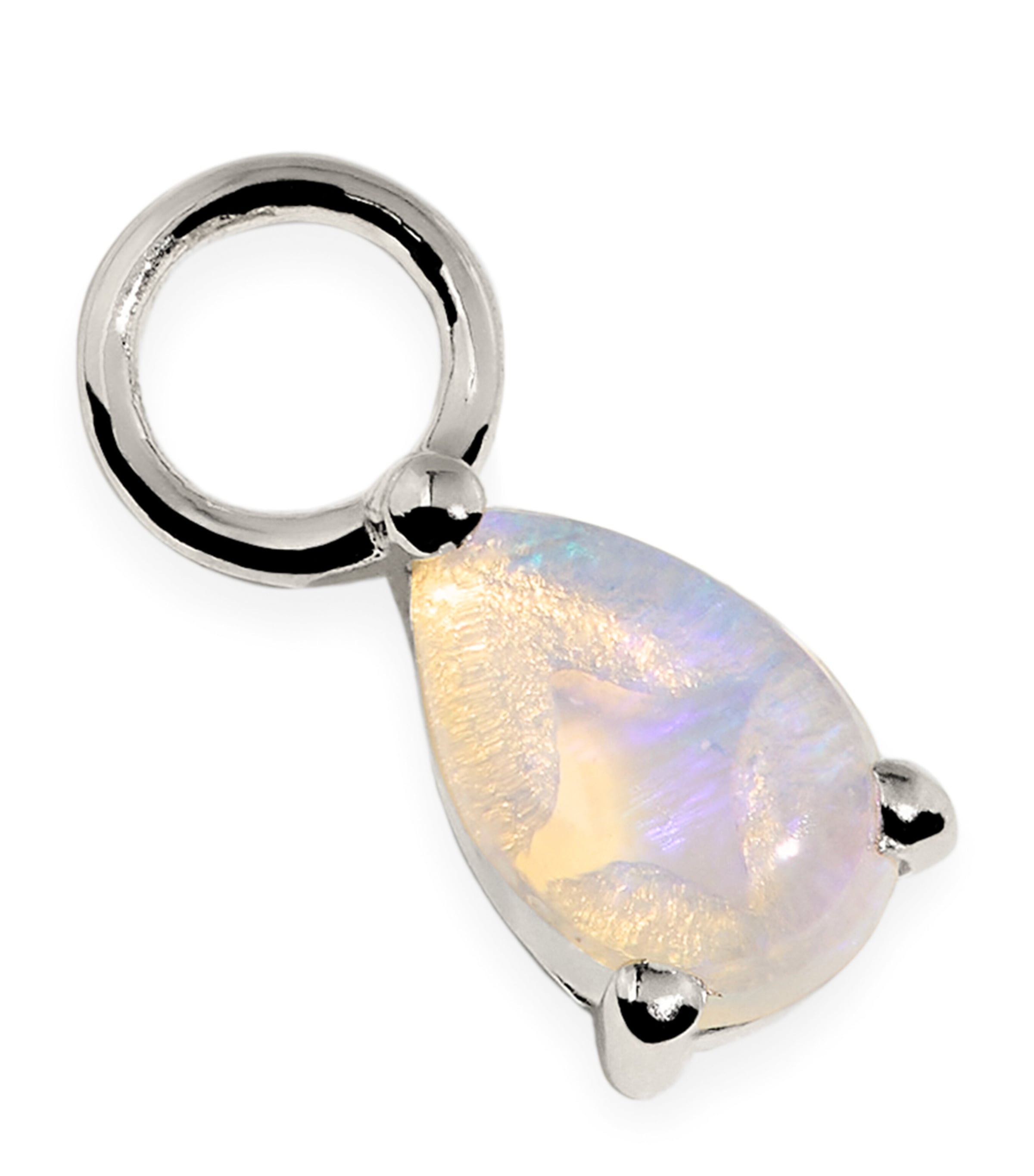 Astrid & Miyu White Gold and Opal Birthstone Earring Charm White Gold