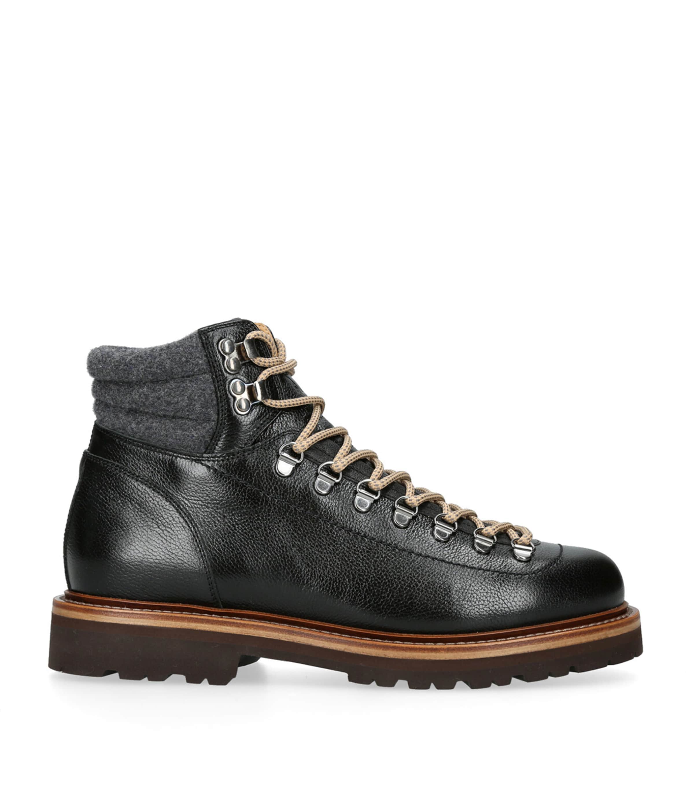 Leather Wool-Trim Mountain Boots