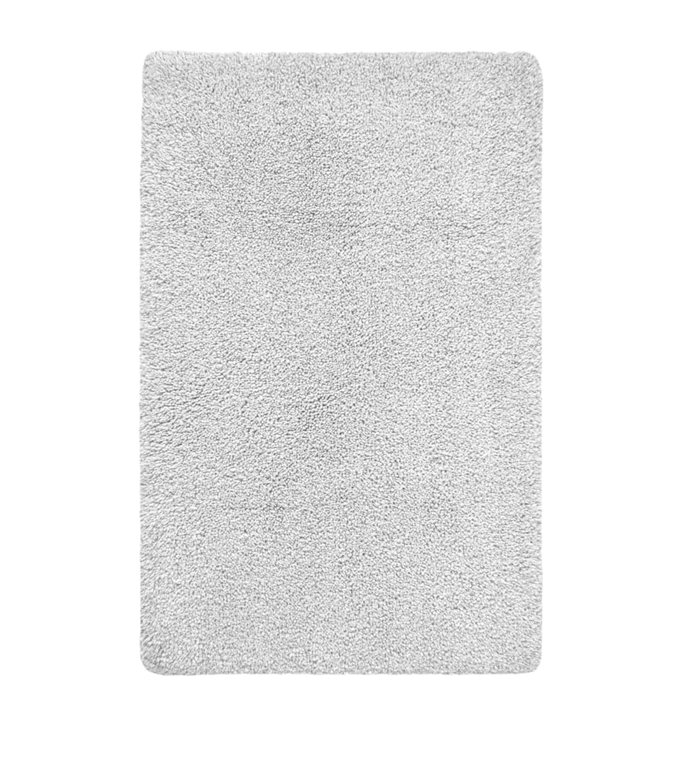 GRACCIOZA Cotton-Blend Parson Bath Mat (50cm x 80cm) White/silver